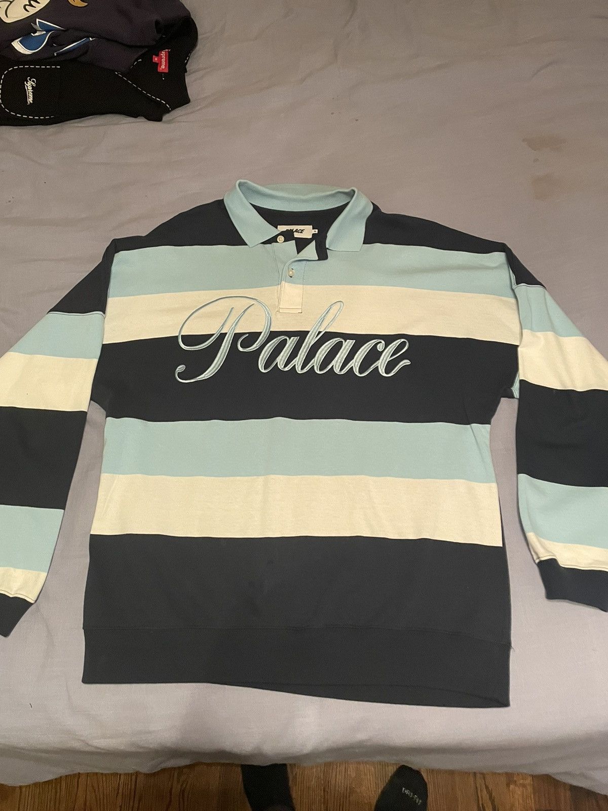 Palace PALACE classic stripe drop shoulder polo | Grailed