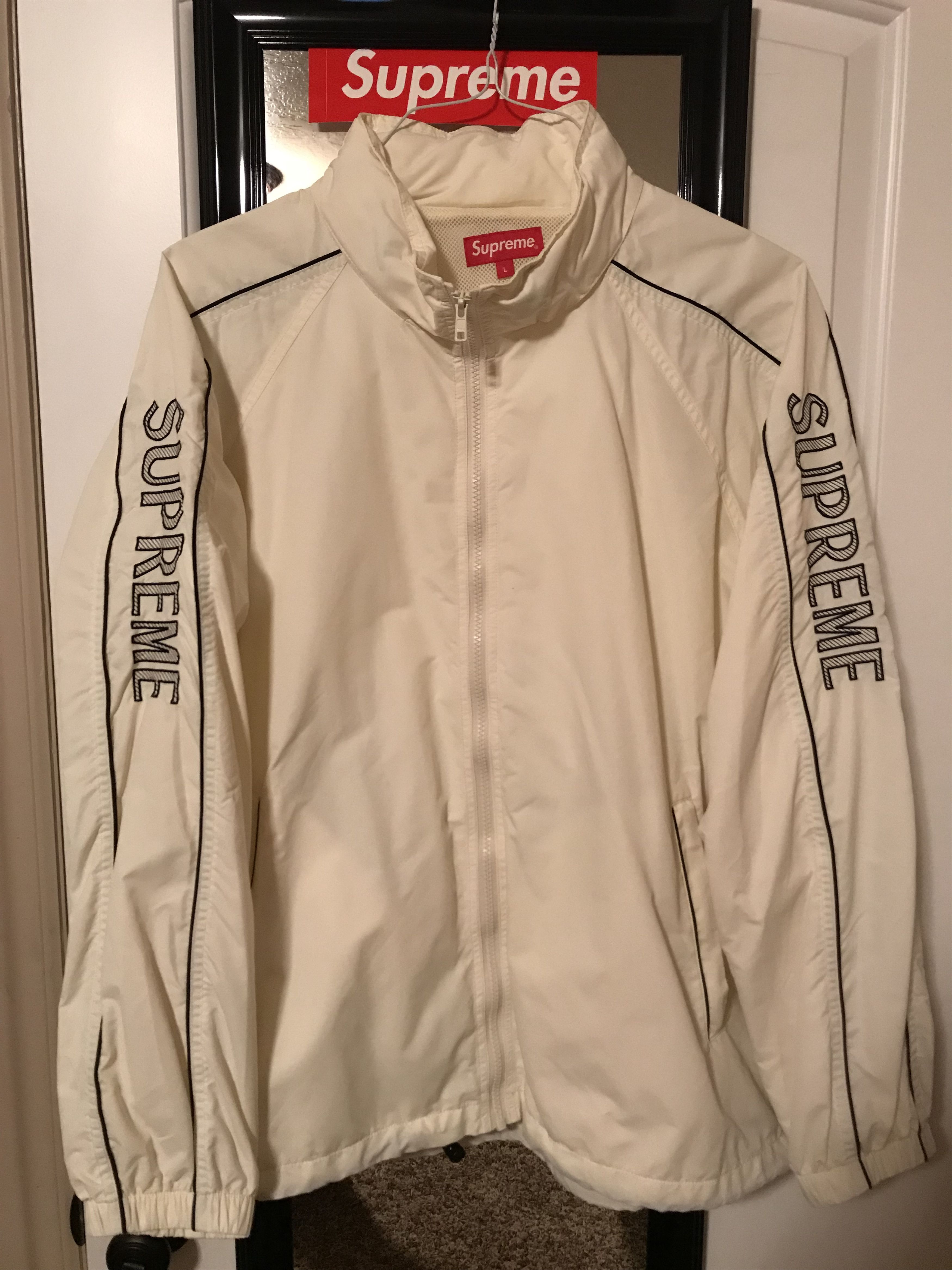 Supreme Supreme Striped Logo Windbreaker Track Jacket | Grailed