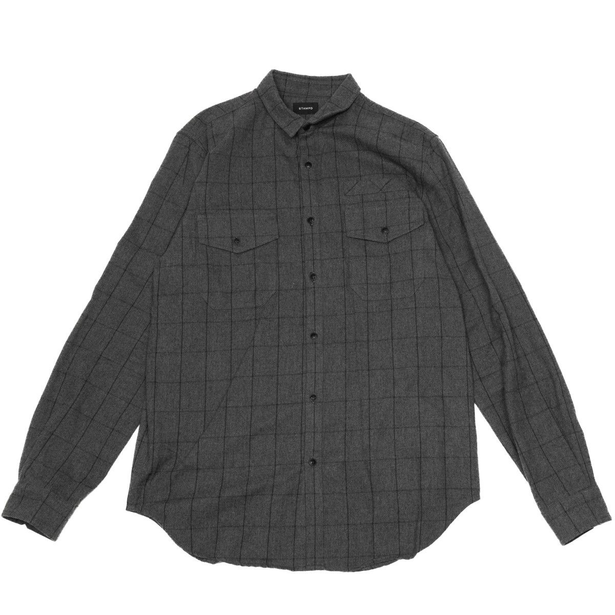 stampd flannel grey large button up
