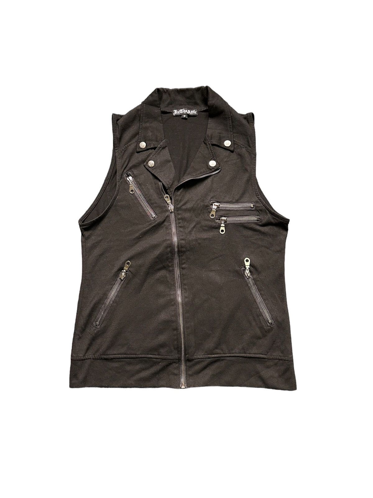 image of If Six Was Nine x In The Attic 2000S In The Attic Double Collar Sleeveless Vest in Black (Size Medi