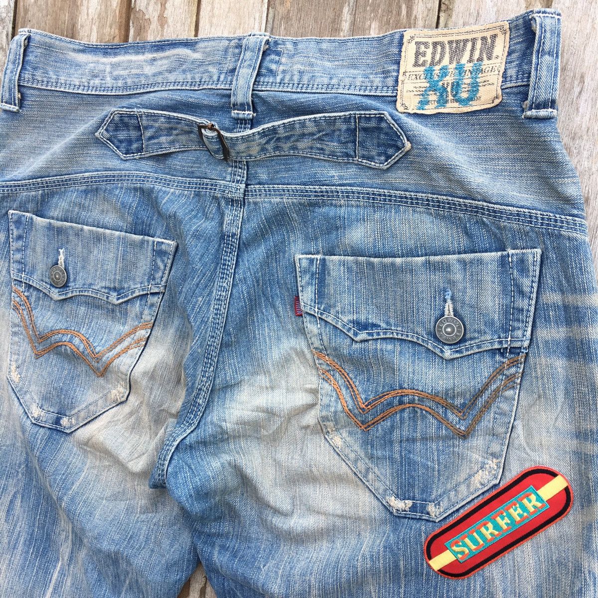 Edwin × Japanese Brand Vintage Distressed Edwin XV Patched Flare Jeans Size US 38 / EU 54 - 4 Thumbnail