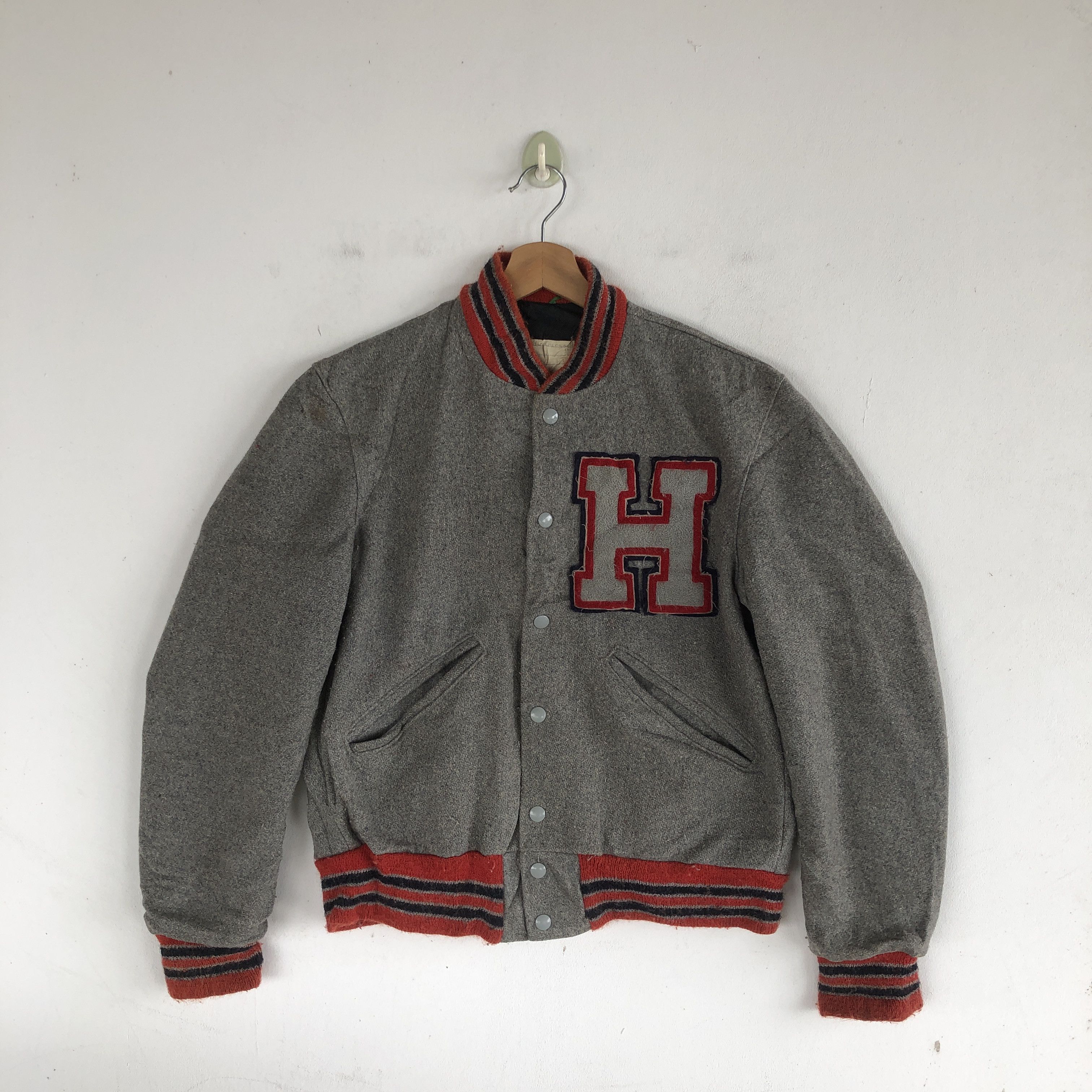 Delong Vintage DeLong Varsity Jackets H Letterman Wool Jacket Size US M / EU 48-50 / 2 - 1 Thumbnail