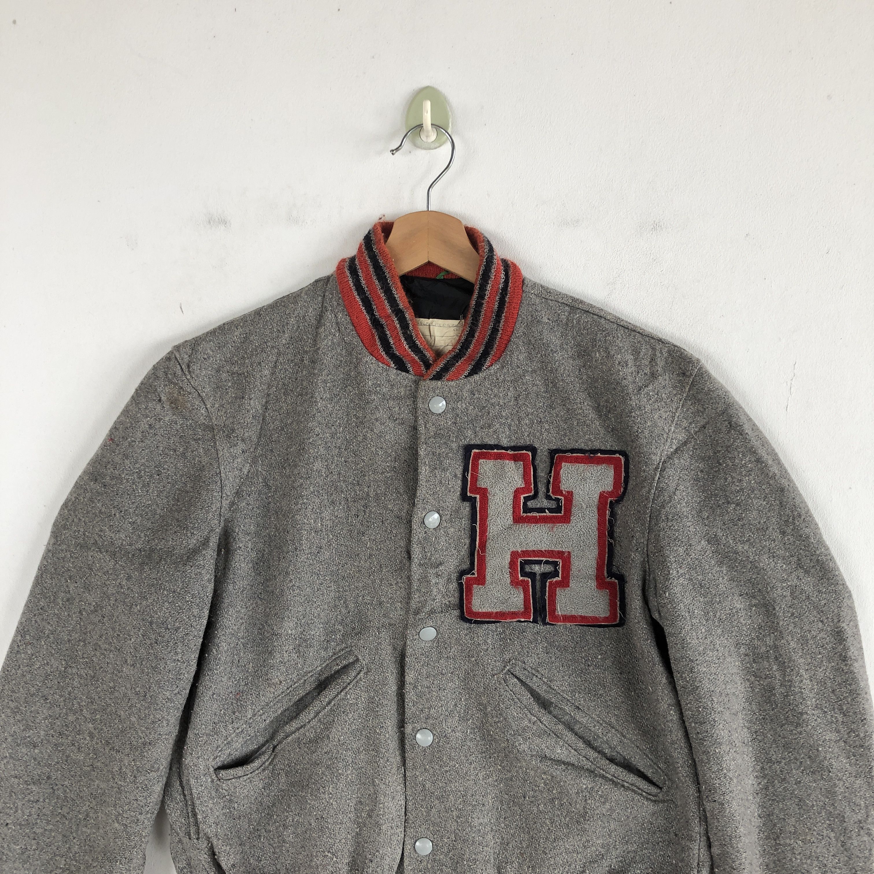 Delong Vintage DeLong Varsity Jackets H Letterman Wool Jacket Size US M / EU 48-50 / 2 - 3 Thumbnail