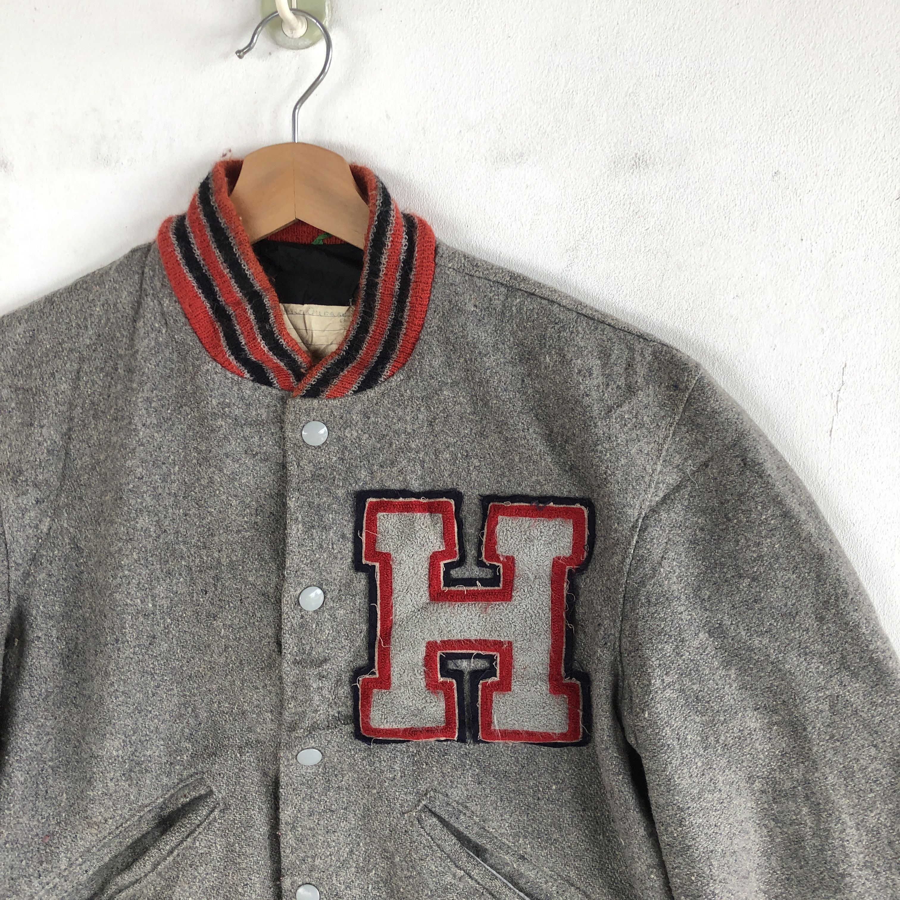 Delong Vintage DeLong Varsity Jackets H Letterman Wool Jacket Size US M / EU 48-50 / 2 - 5 Thumbnail
