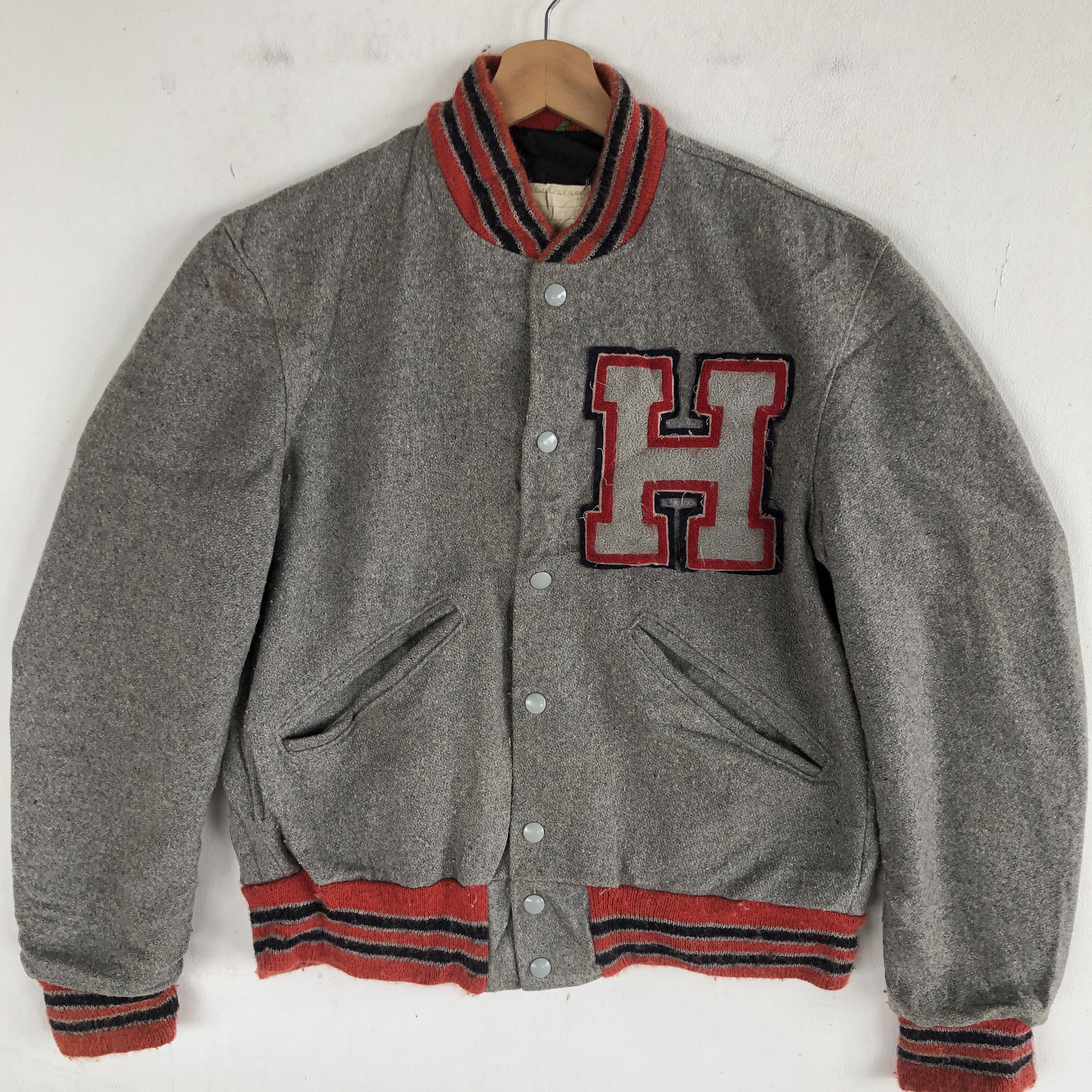 Delong Vintage DeLong Varsity Jackets H Letterman Wool Jacket Size US M / EU 48-50 / 2 - 4 Thumbnail