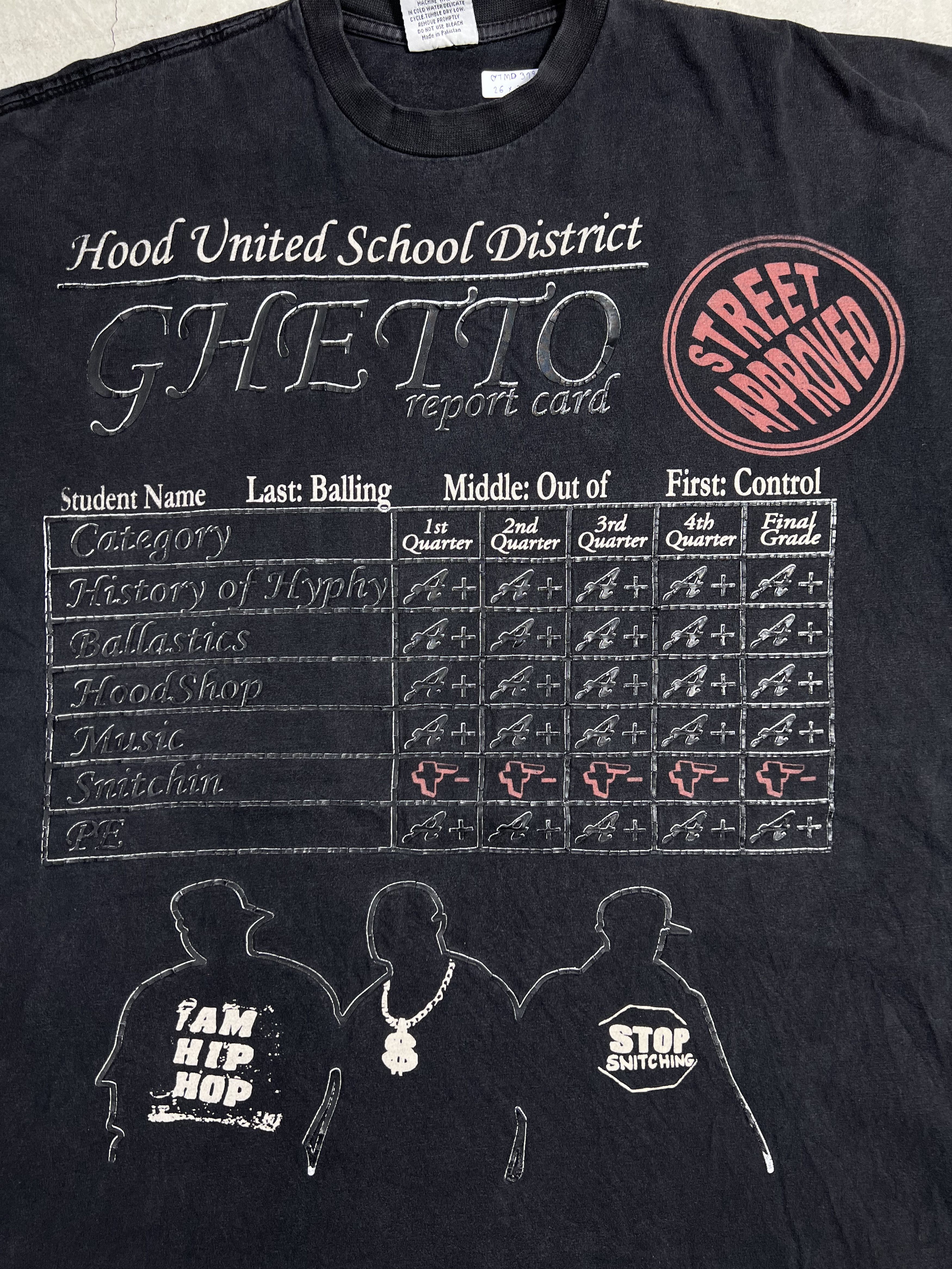 Band Tees Vintage Ghetto Report Card Hip Hop Rap tee (XXL) GTMD318 Size US XXL / EU 58 / 5 - 2 Thumbnail