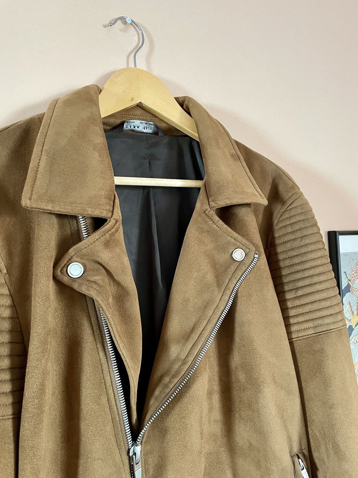 Zara Zara Biker vegan suede leather jacket similar to Balmain Size US L / EU 52-54 / 3 - 3 Thumbnail
