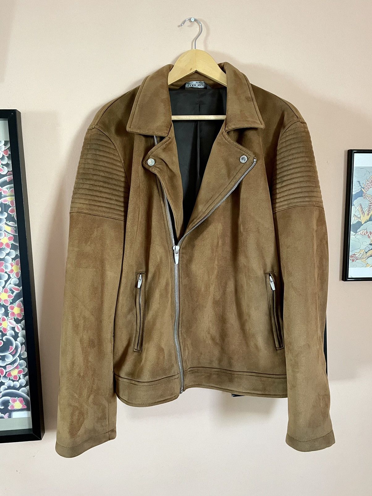 Zara Zara Biker vegan suede leather jacket similar to Balmain Size US L / EU 52-54 / 3 - 1 Thumbnail