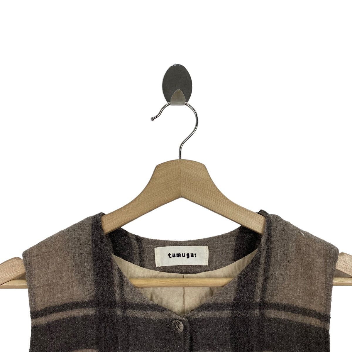 Japanese Brand TUMUGU Japanese Brand Check Tartan Brown Vest Size S / US 4 / IT 40 - 2 Thumbnail