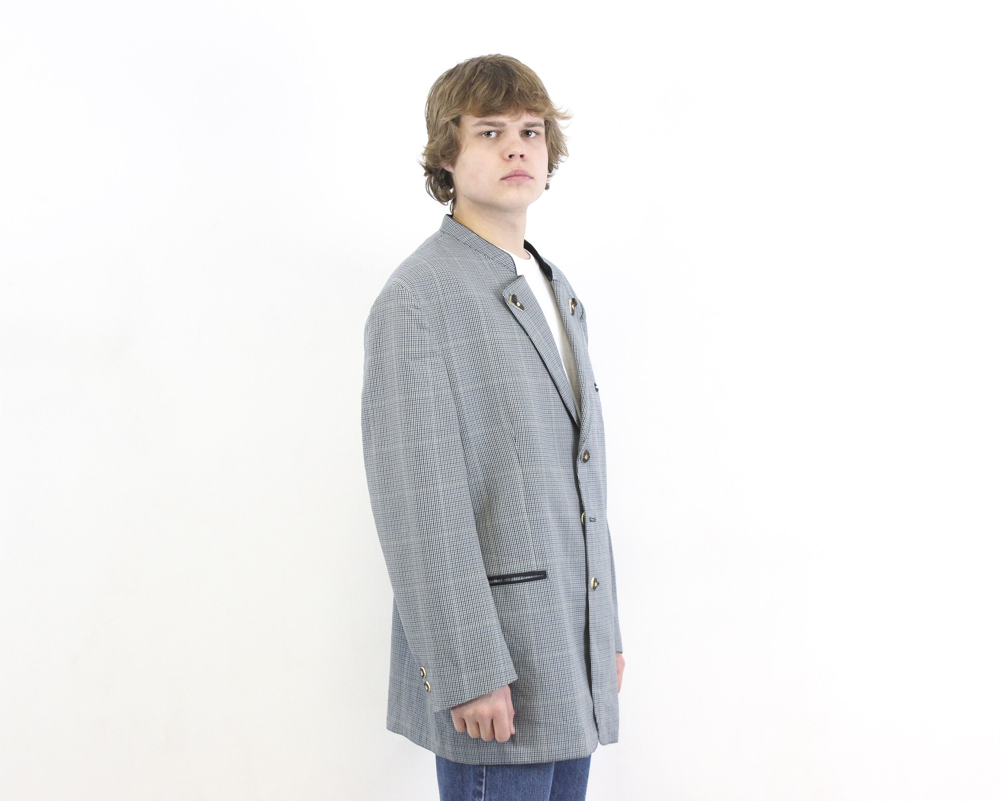 Vintage ALPEN MODEN Trachten Blazer Suit Check Coat Jacket Size 46R - 2 Thumbnail