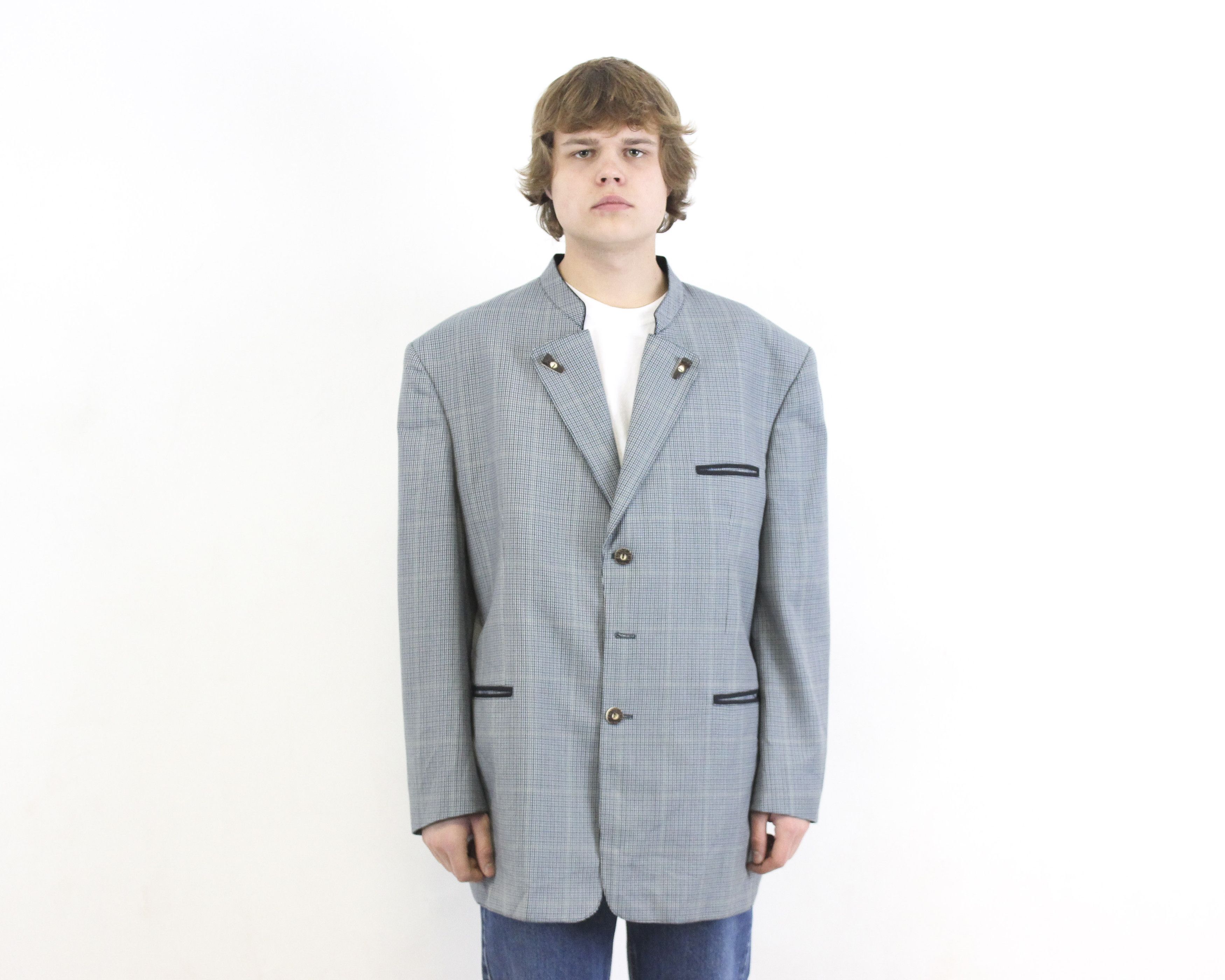 Vintage ALPEN MODEN Trachten Blazer Suit Check Coat Jacket Size 46R - 1 Thumbnail