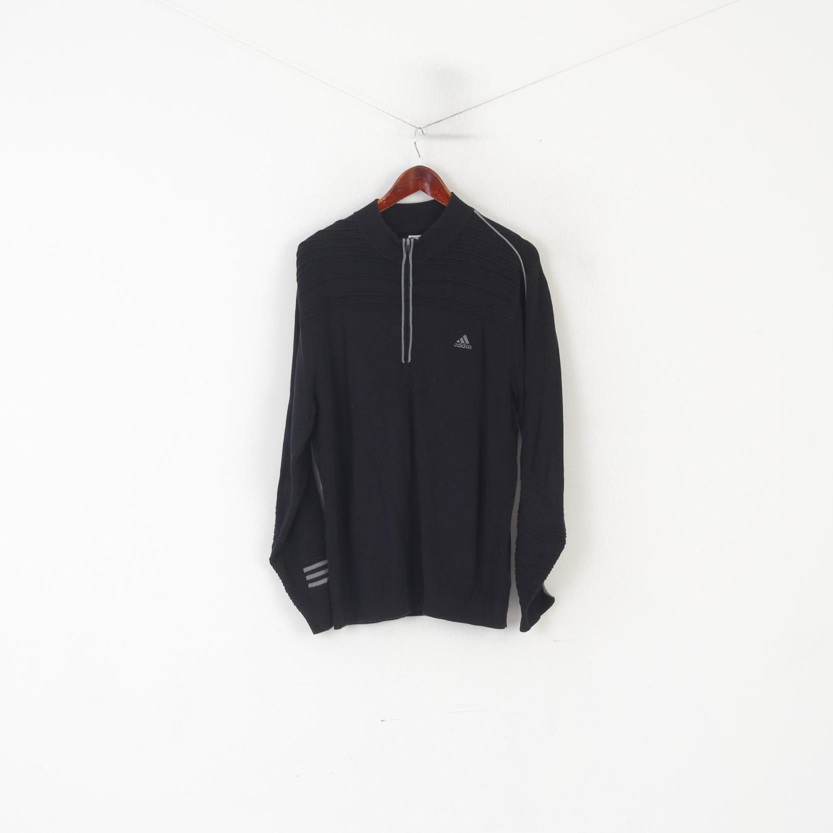 Adidas Adidas Men L Jumper Black Soft Cotton Stretch 6837 Size US L / EU 52-54 / 3 - 2 Thumbnail