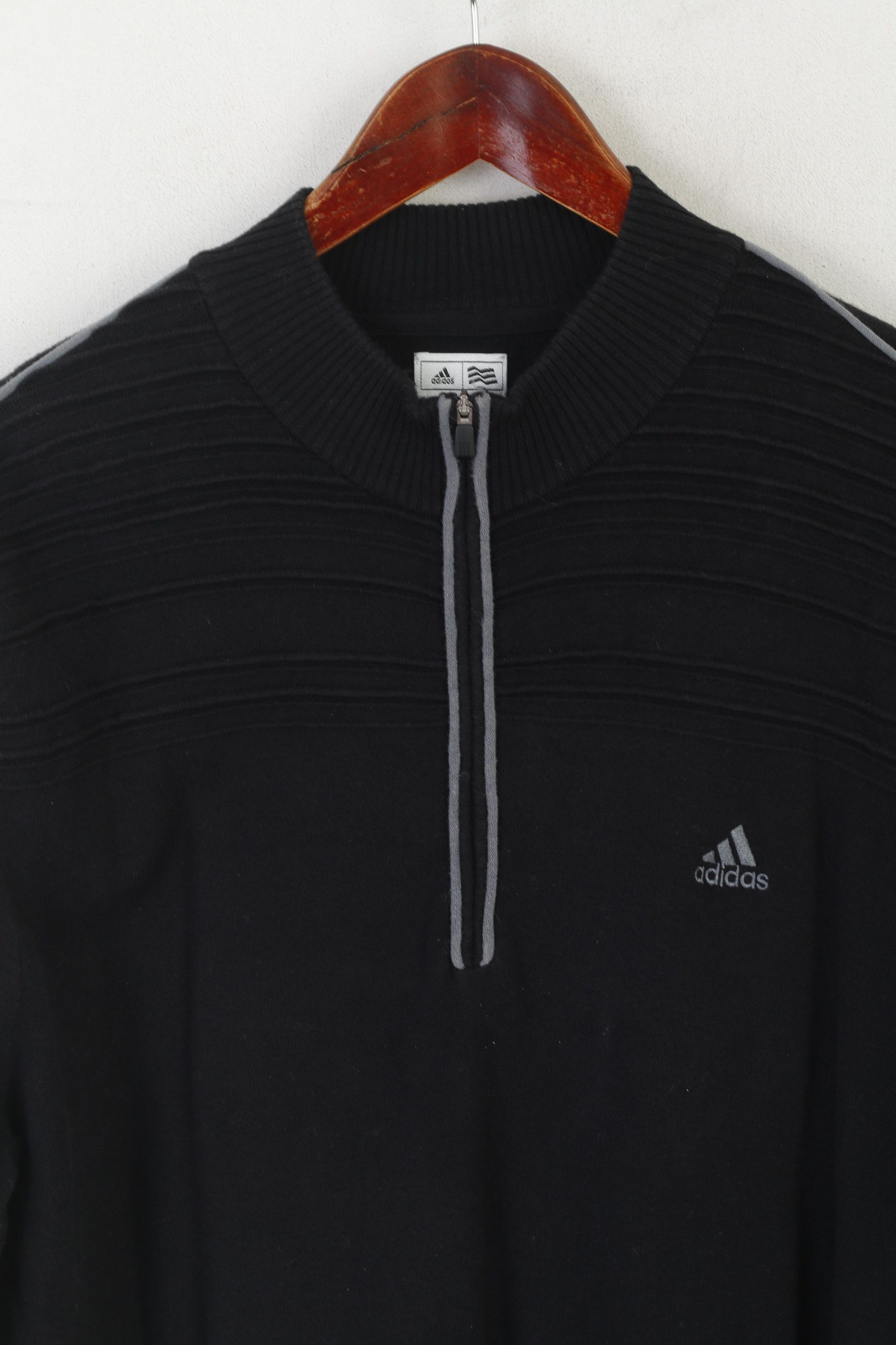 Adidas Adidas Men L Jumper Black Soft Cotton Stretch 6837 Size US L / EU 52-54 / 3 - 3 Thumbnail