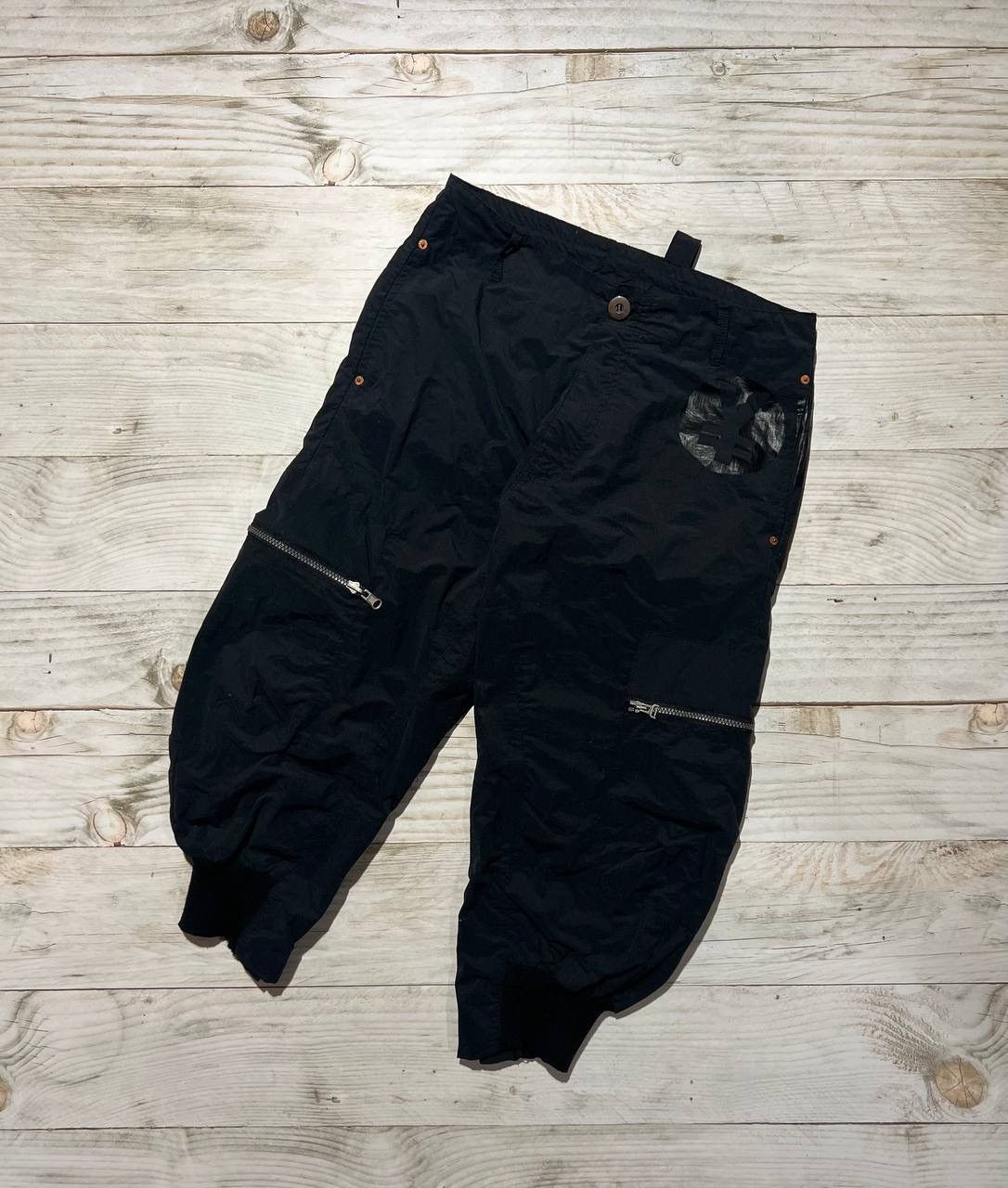 image of Michiko Koshino Michico Koshiko Jeans Nylon Pants Cargo Joggers Shorts Japan in Black (Size 34)