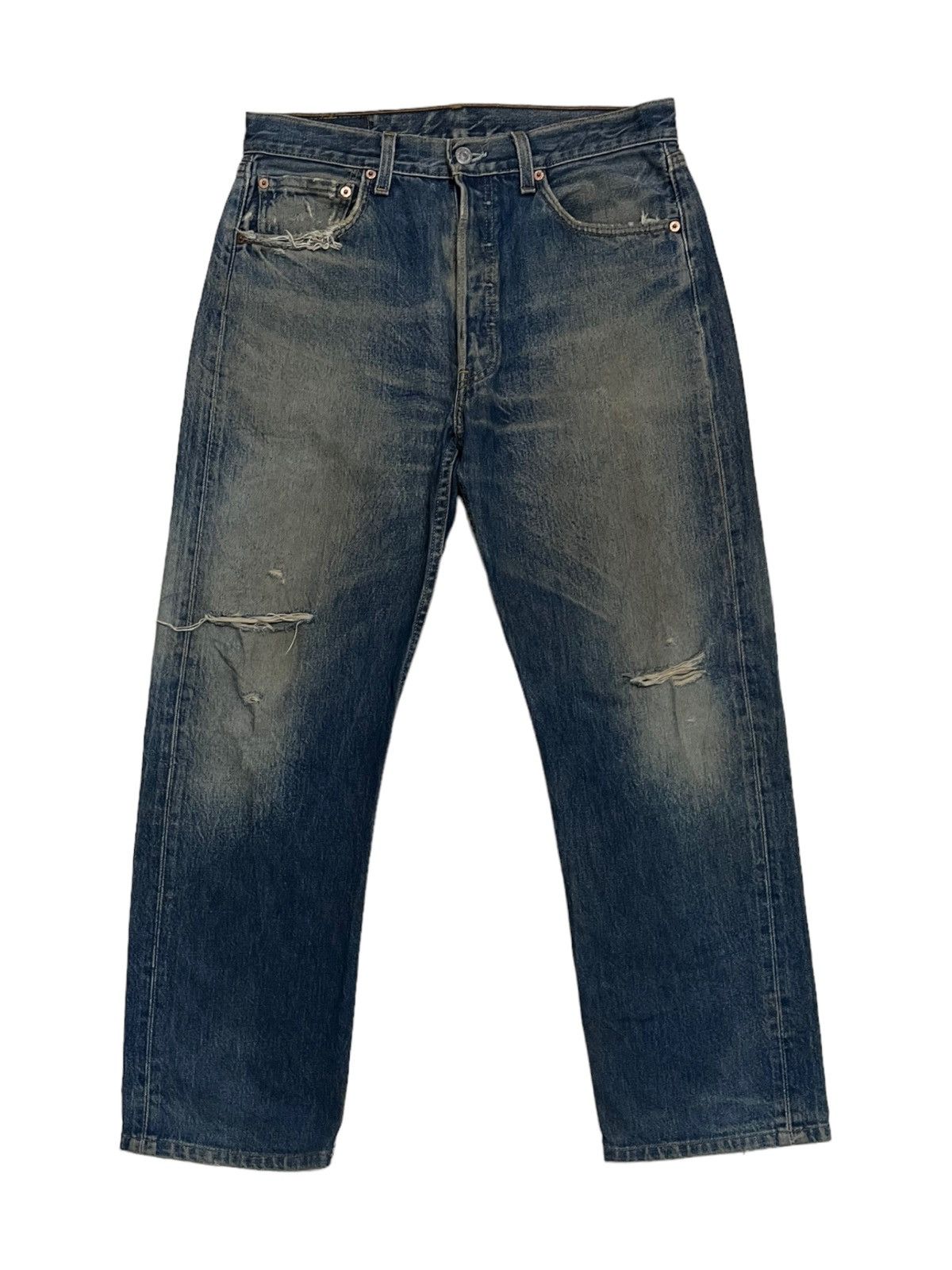 Vintage Designer Levis 501 Trashed Distressed Denim