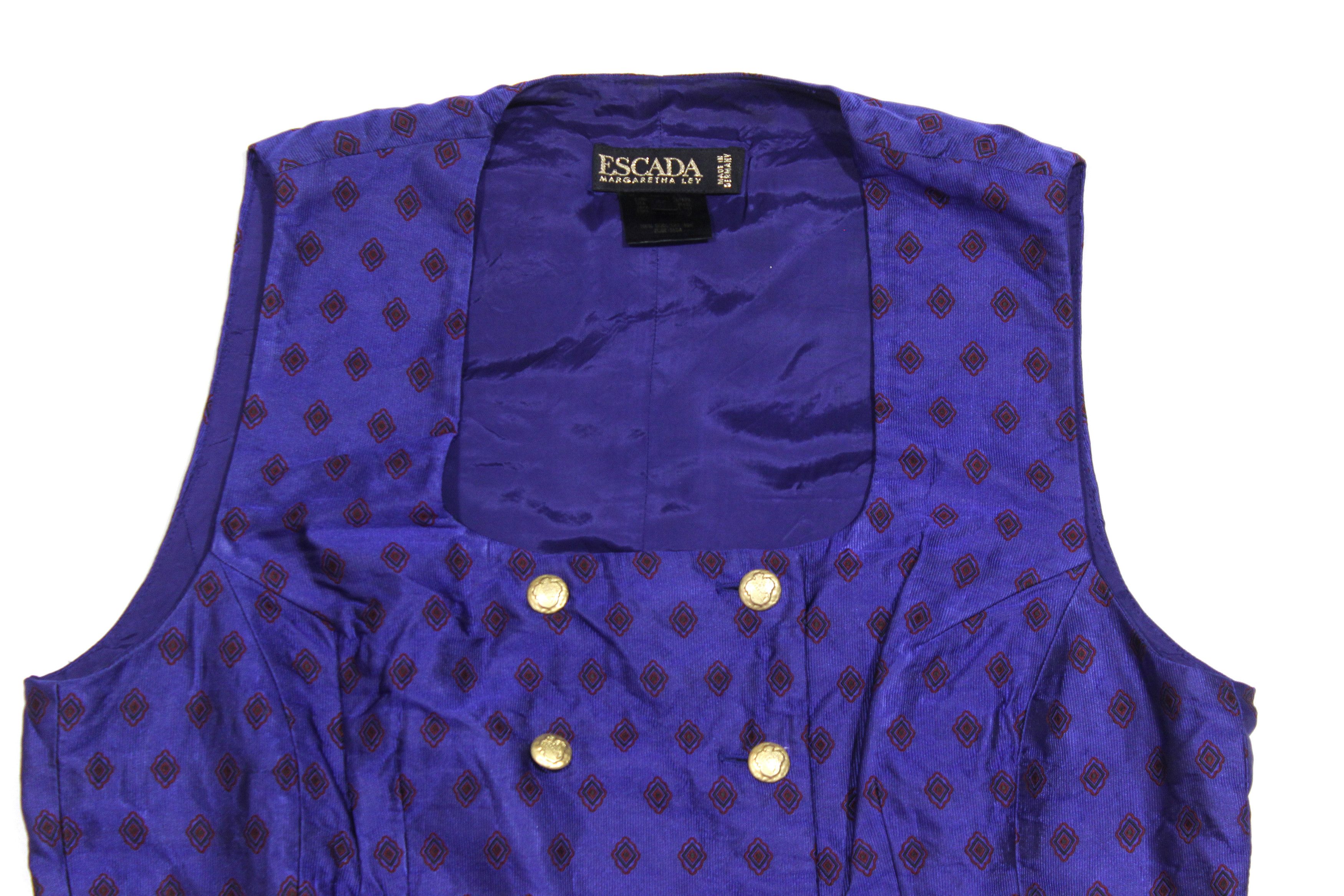 Escada 90S Pattern Silk Vest Vintage Size M / US 6-8 / IT 42-44 - 3 Thumbnail