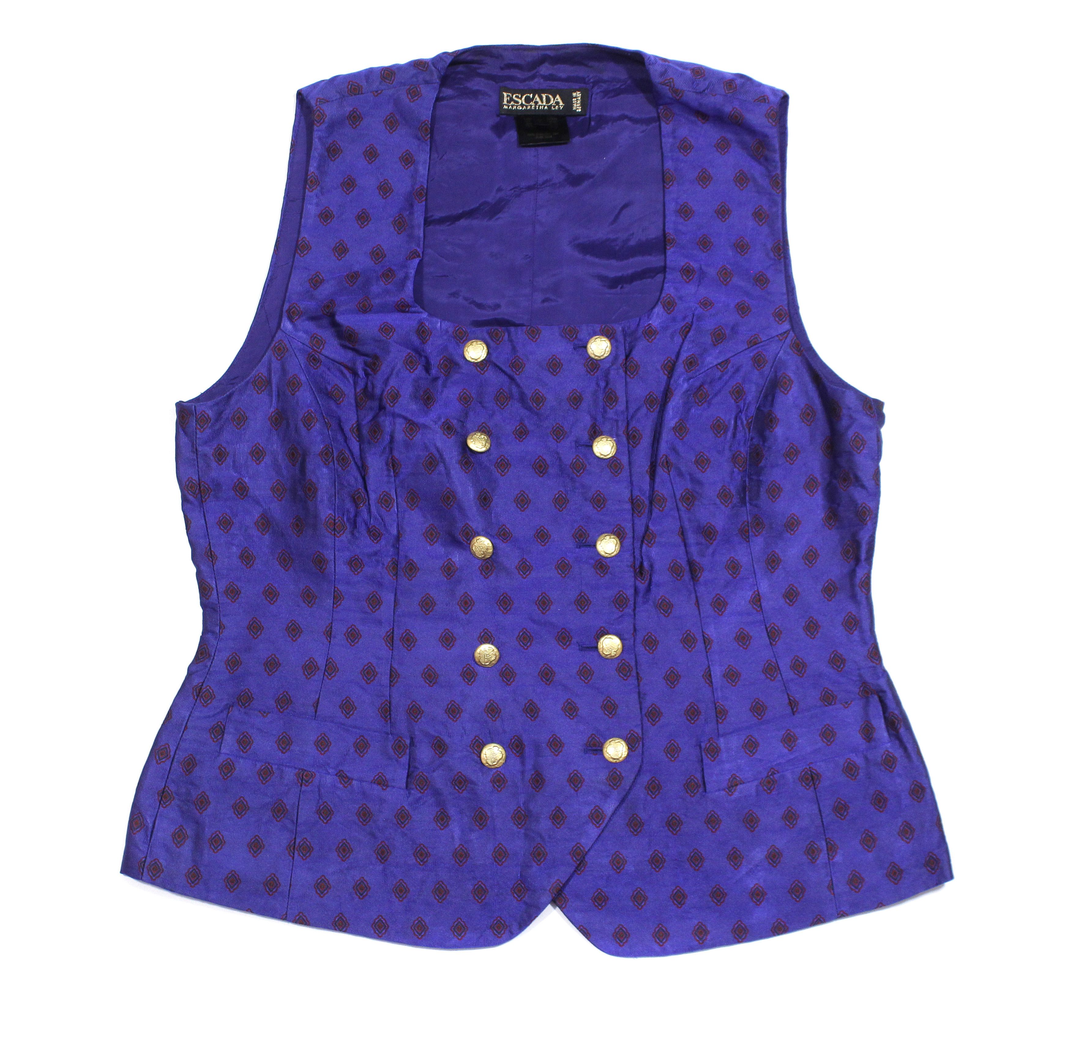 Escada 90S Pattern Silk Vest Vintage Size M / US 6-8 / IT 42-44 - 1 Thumbnail
