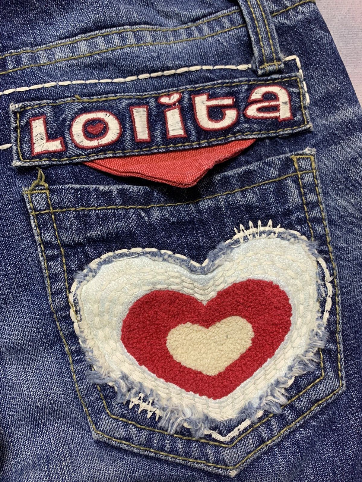 Hysteric Glamour × Japanese Brand × Tornado Mart Yoshimoto Nara Lolita Love Embroidery Straight Denim Size US 32 / EU 48 - 3 Thumbnail