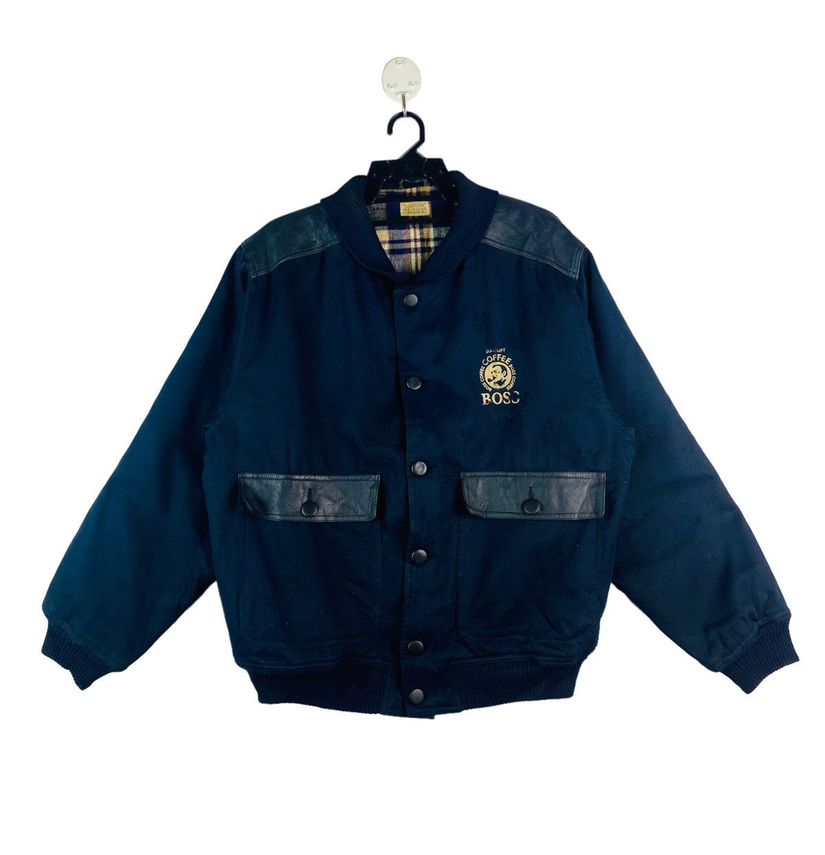 Japanese Brand × Vintage Vtg 90s Boss Coffee leather parts bomber jacket Size US M / EU 48-50 / 2 - 3 Thumbnail