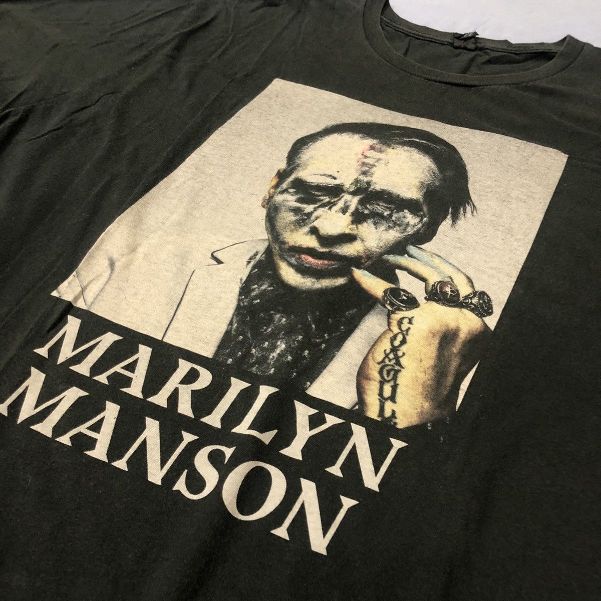 image of Band Tees Marilyn Manson Tour T Shirt in Black, Men's (Size 2XL)