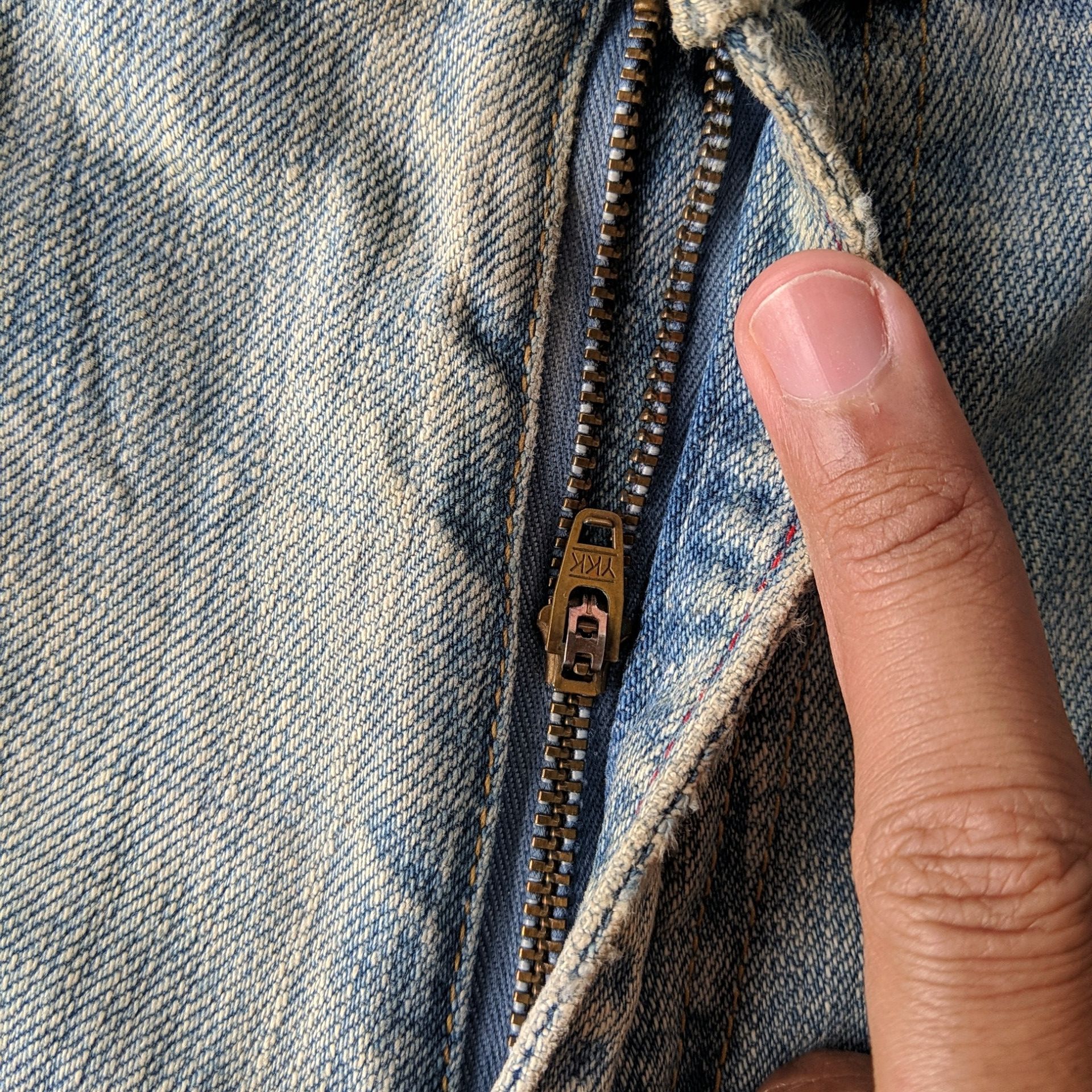 Japanese Brand Vtg AntiClock Patchwork Lightwash Denim Distressed Jean Pans Size US 36 / EU 52 - 8 Thumbnail