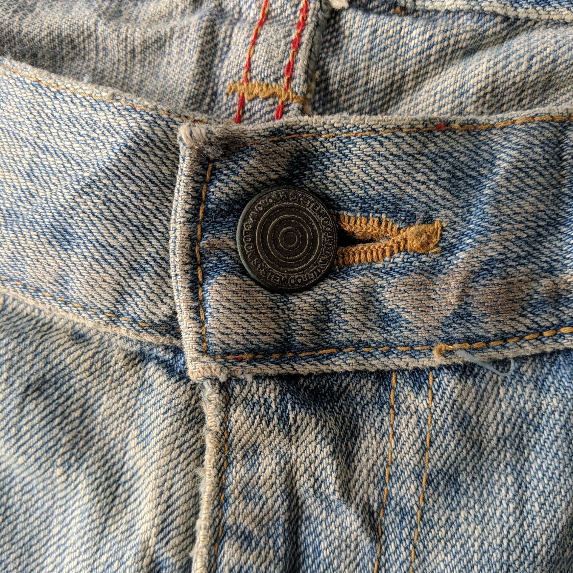 Japanese Brand Vtg AntiClock Patchwork Lightwash Denim Distressed Jean Pans Size US 36 / EU 52 - 9 Thumbnail