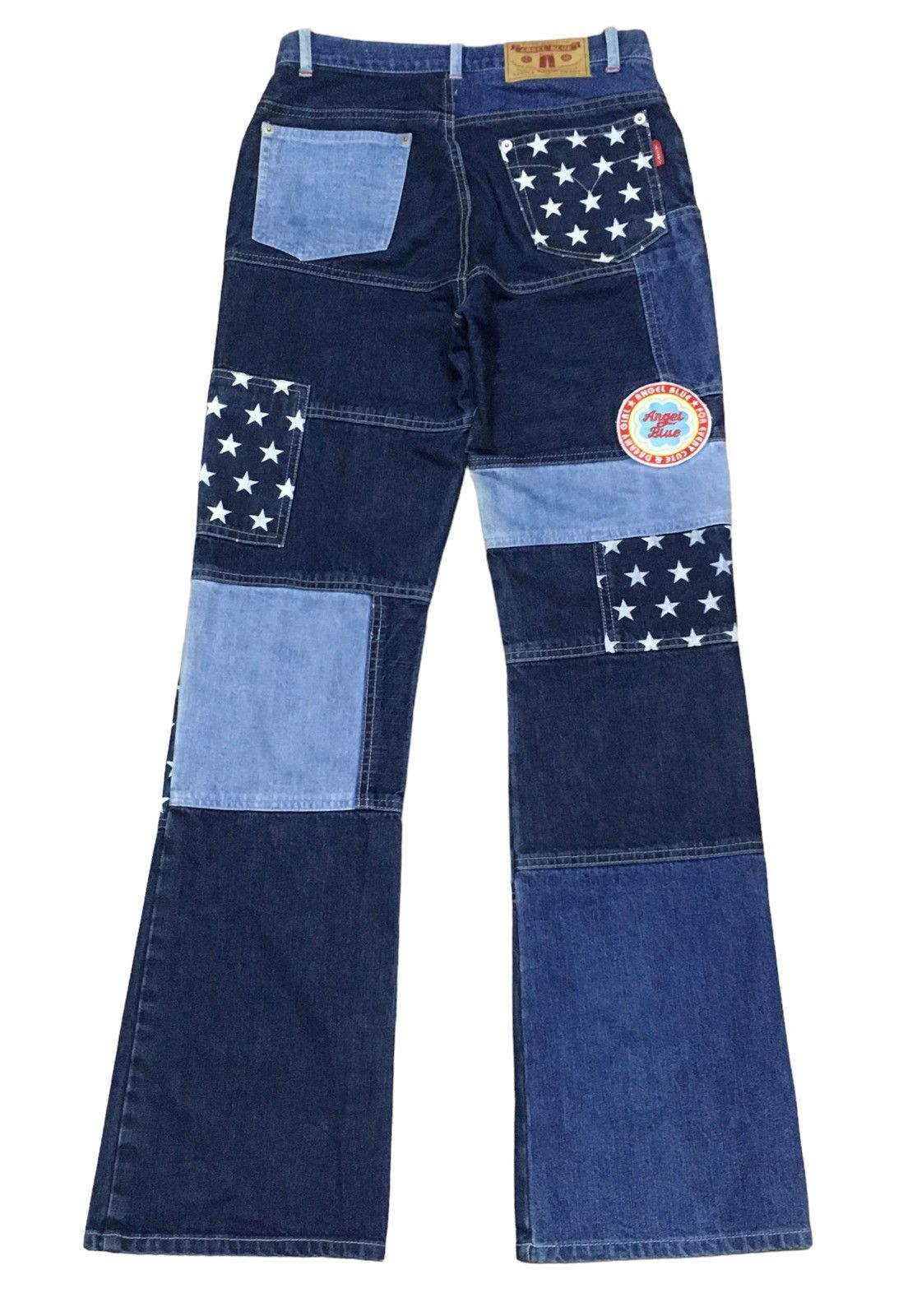 If Six Was Nine Rare Vintage Japanese Brand Angel Blue Patchwork Jeans 1990s Size US 26 / EU 42 - 2 Thumbnail