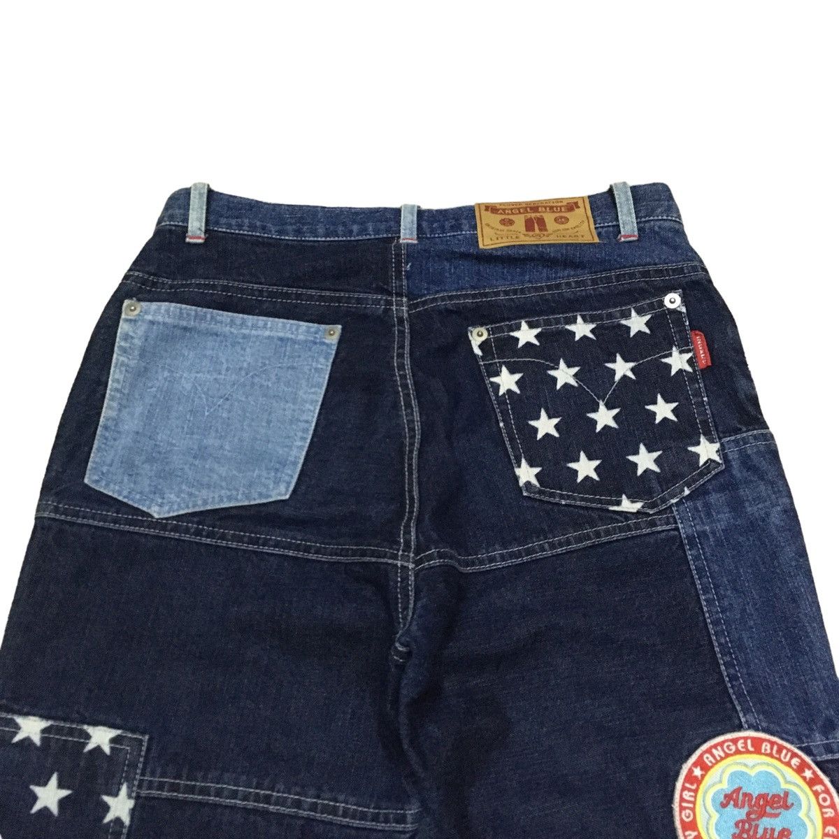 If Six Was Nine Rare Vintage Japanese Brand Angel Blue Patchwork Jeans 1990s Size US 26 / EU 42 - 4 Thumbnail