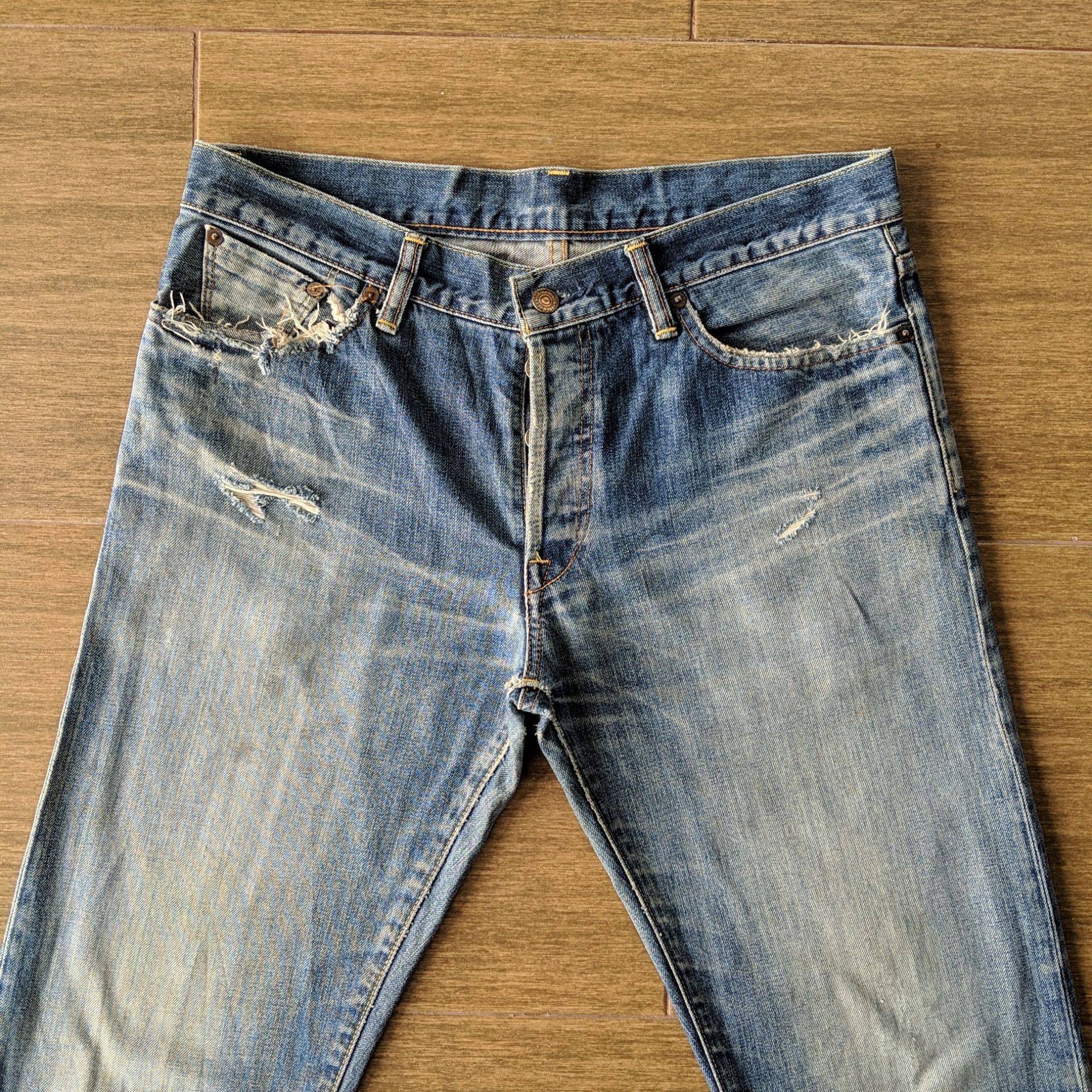 Japanese Brand W34🔥Vintage Polo Ralph Distressed Faded Denim Jeans Pants Size US 34 / EU 50 - 2 Thumbnail