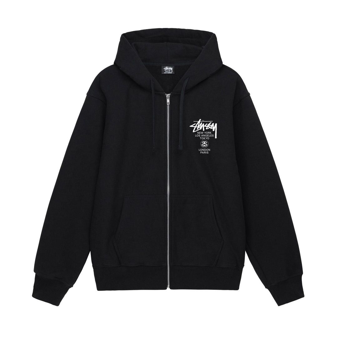 Rare × Streetwear × Stussy Black Stussy World Tour Zip Up Hoodie | Grailed