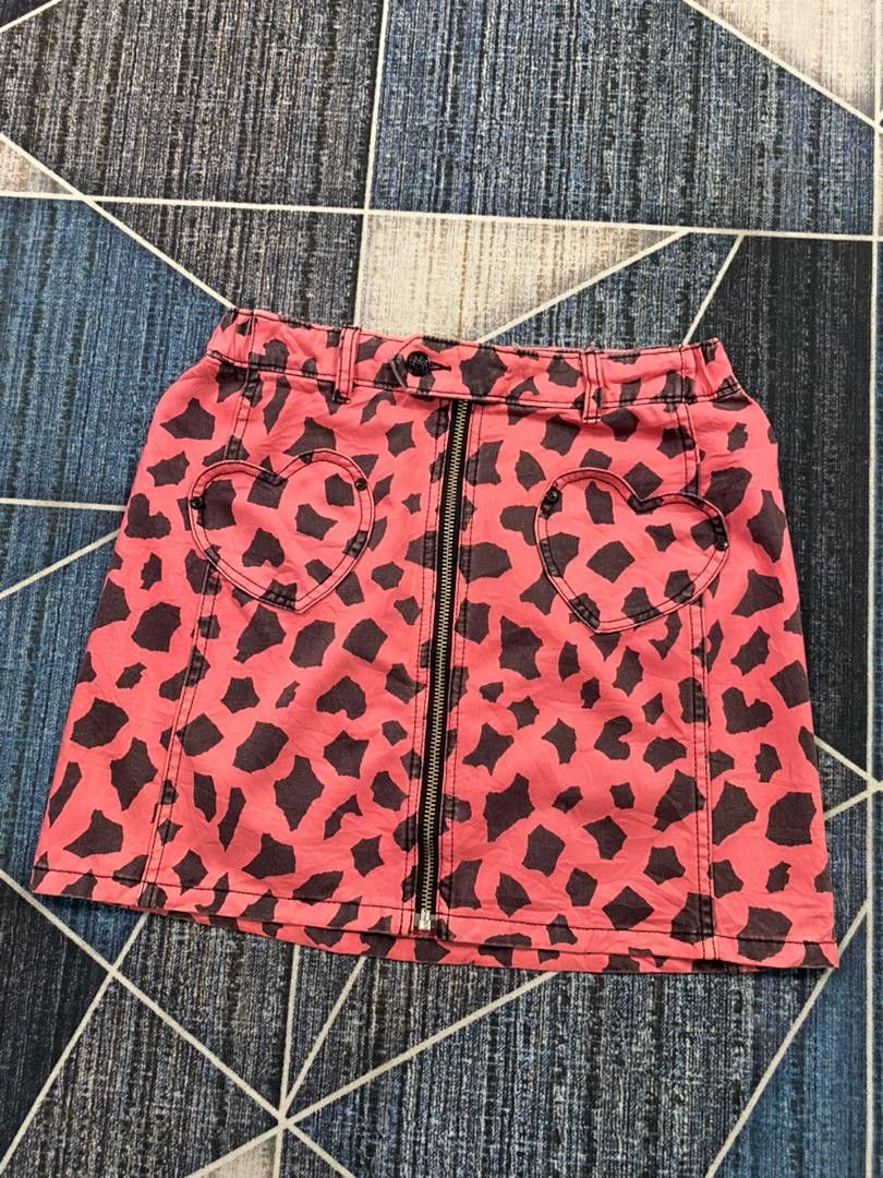 RNA LEOPARD PRINT SKIRT BLACK PINK HARAJUKU STYLE (W28-32)
