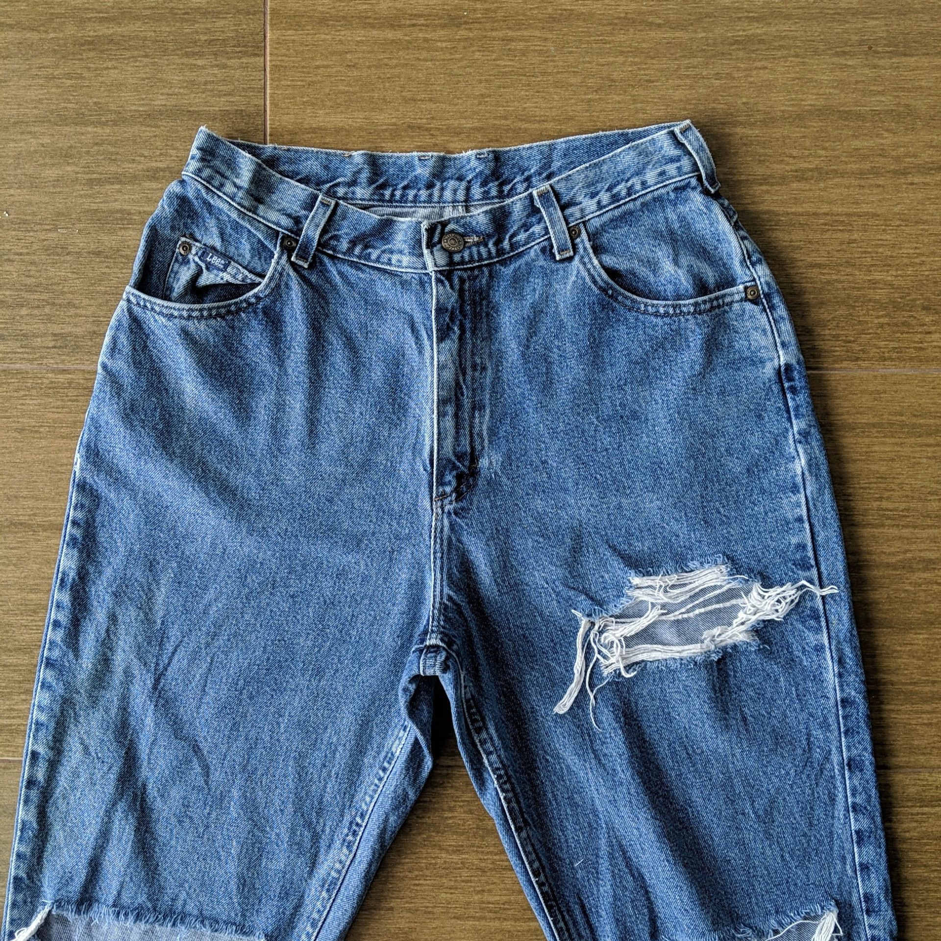Japanese Brand Vintage Lee w30x26 Distressed Cut Denim Jeans Pants Size US 30 / EU 46 - 2 Thumbnail