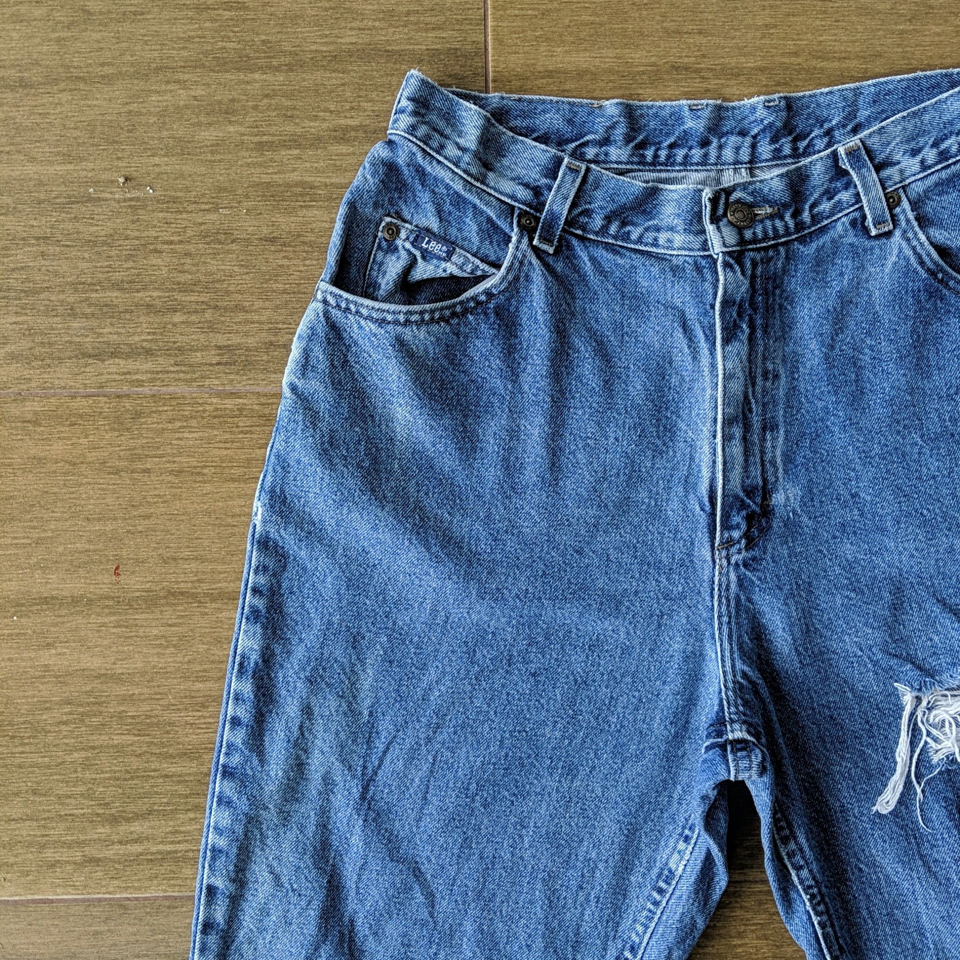Japanese Brand Vintage Lee w30x26 Distressed Cut Denim Jeans Pants Size US 30 / EU 46 - 3 Thumbnail