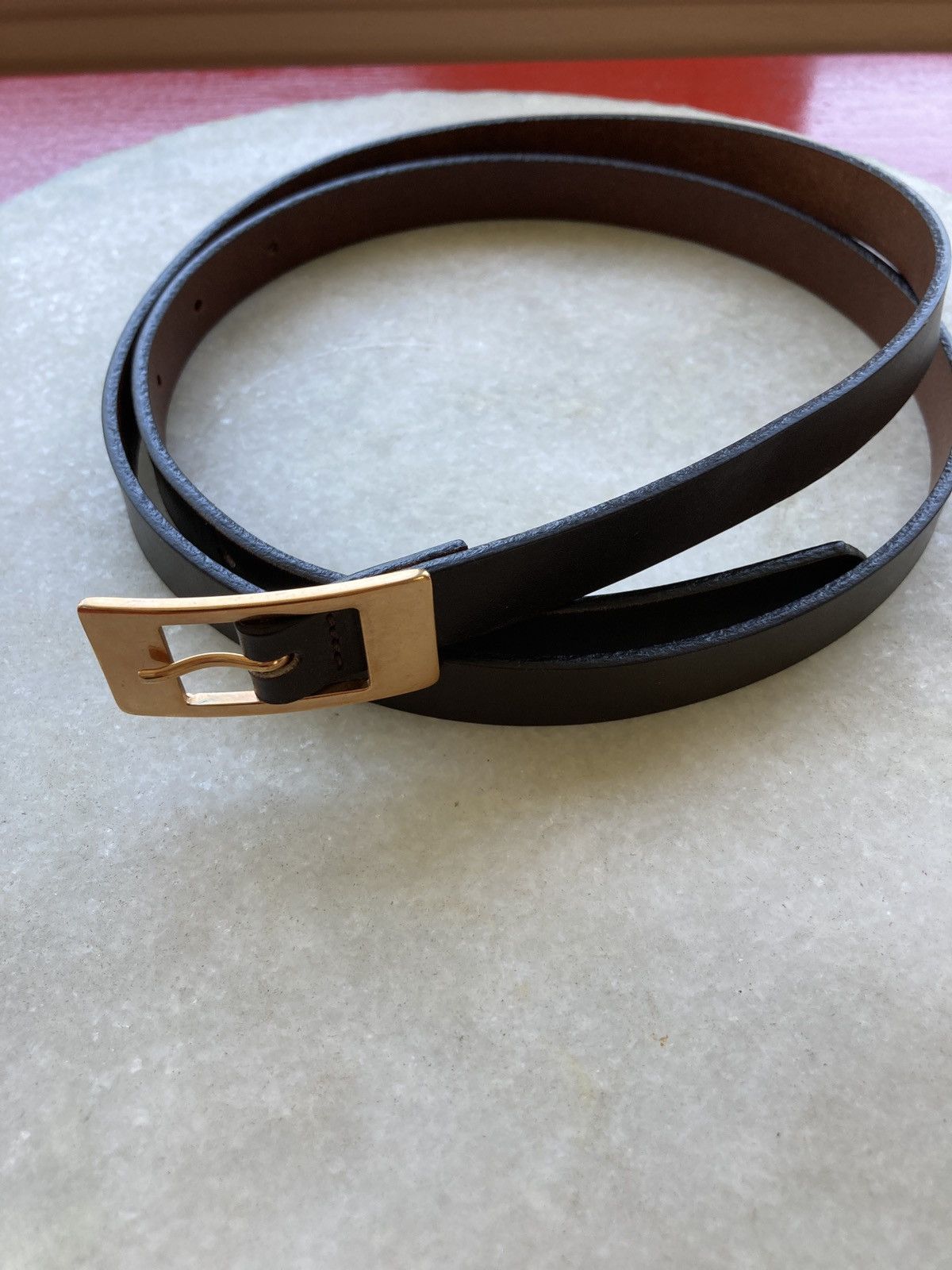 Maison Margiela Authentic Margiela Brown Skinny Belt Rose Gold Buckle Size 32 - 2 Thumbnail