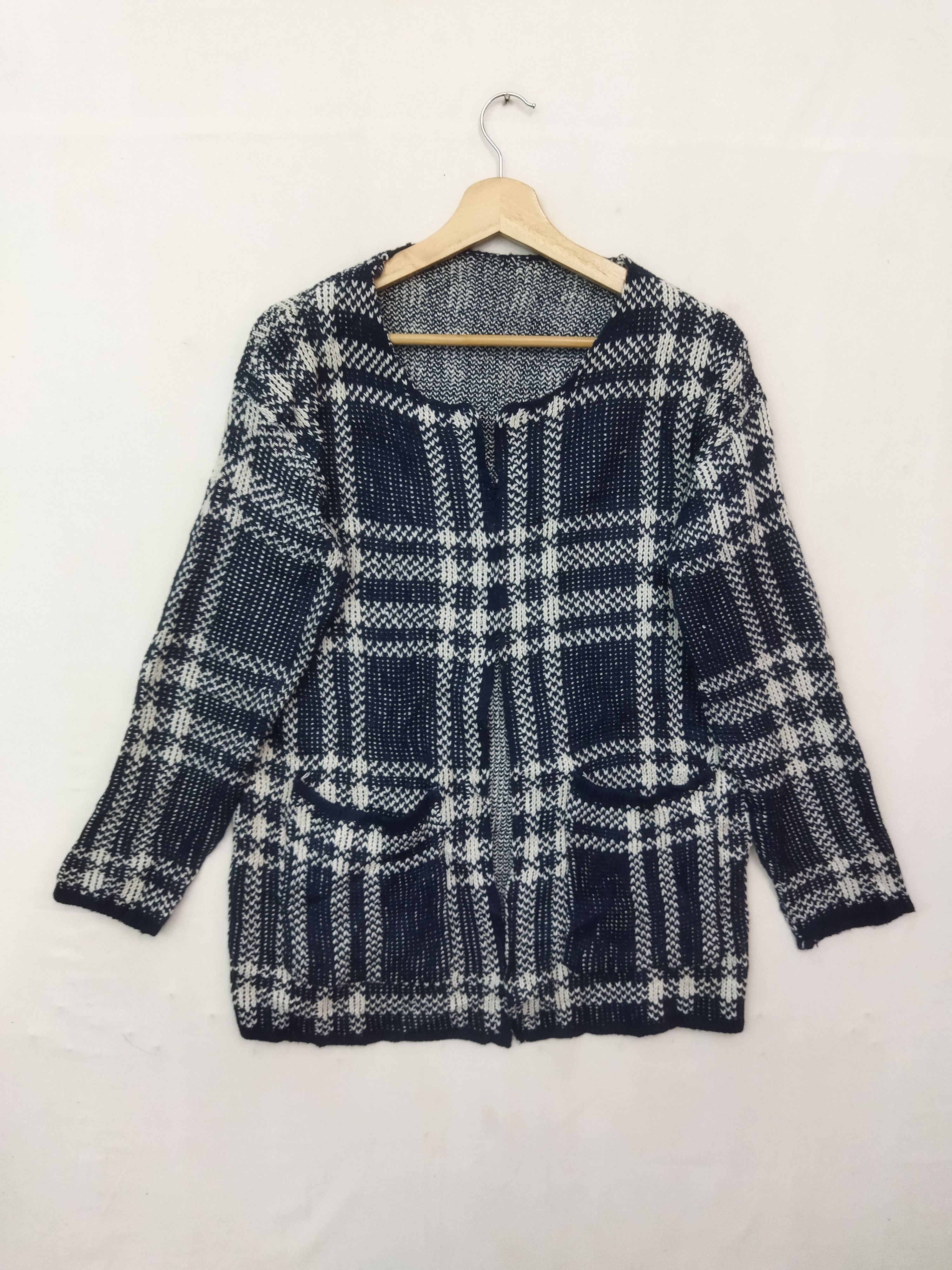 Unbranded Cardigan Checkerboard Design Handknit