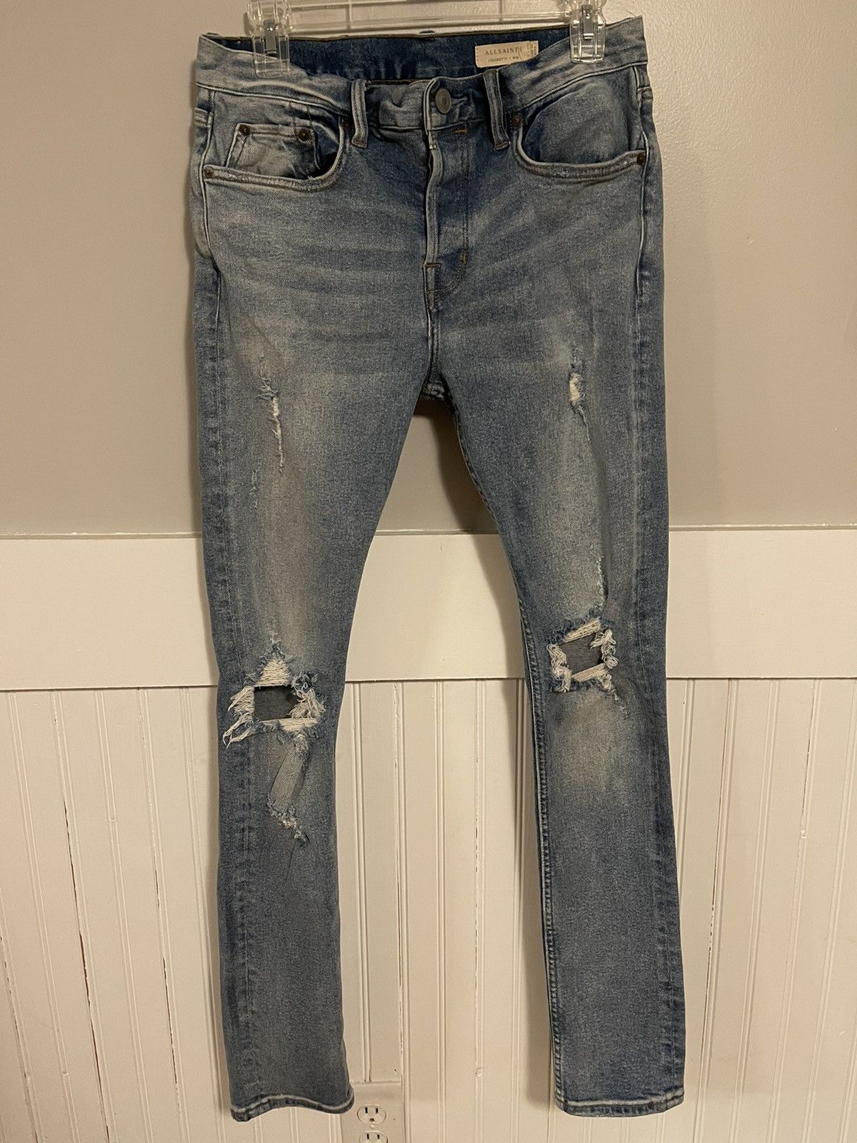 Allsaints Ichnaw Cigarette Stretch Destroyed Denim Size US 30 / EU 46 - 1 Thumbnail