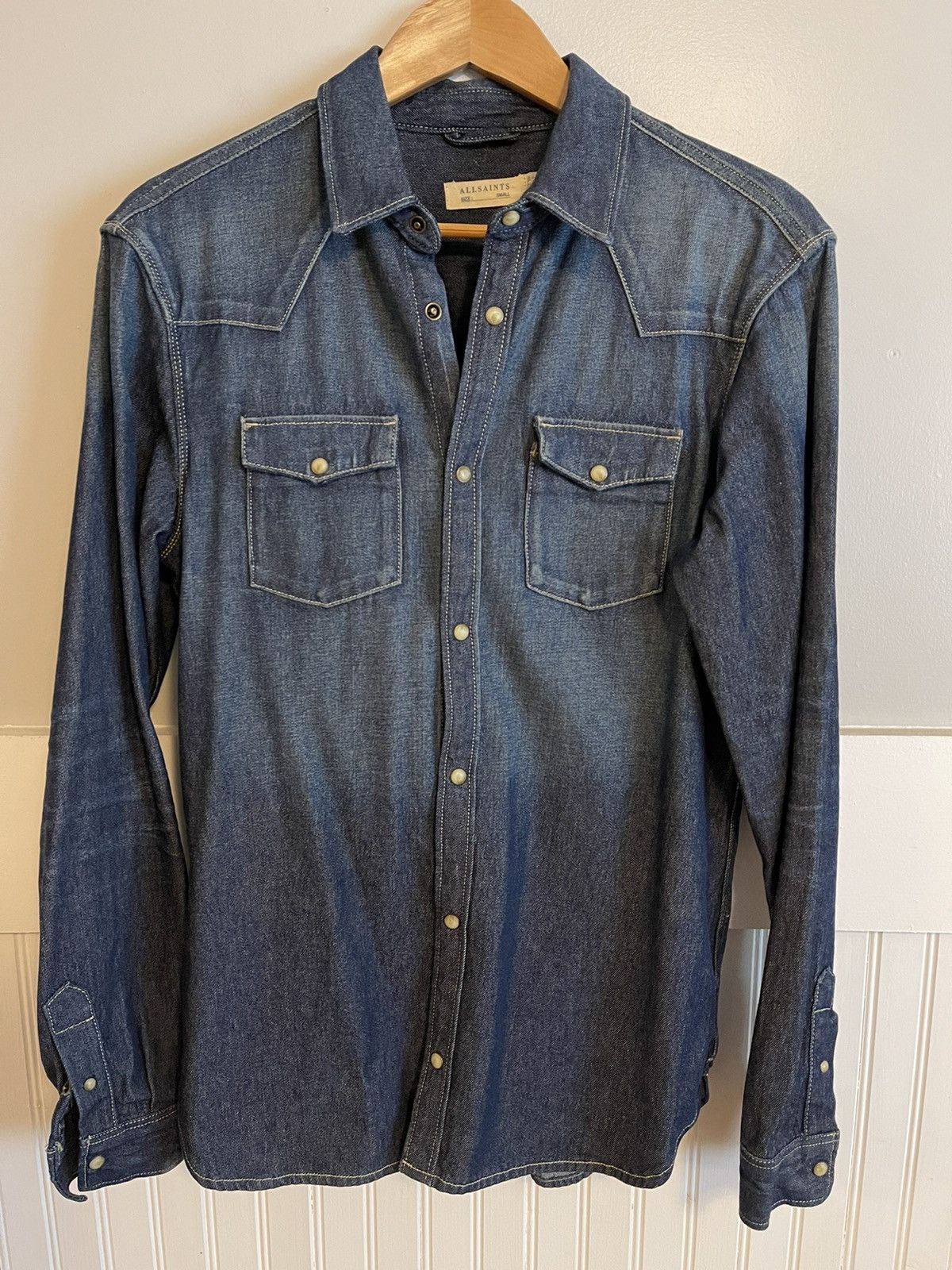 Allsaints Irby Western Denim Shirt S Size US S / EU 44-46 / 1 - 1 Thumbnail