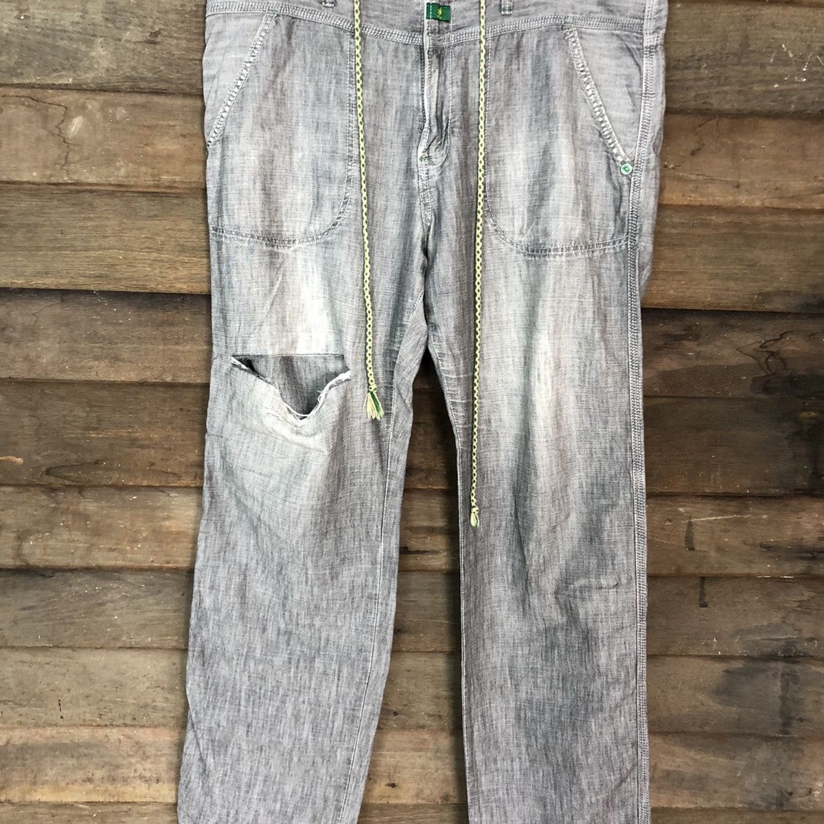 Edwin Edwin Black Distressed Straight Pants #c1234 Size US 35 - 4 Thumbnail