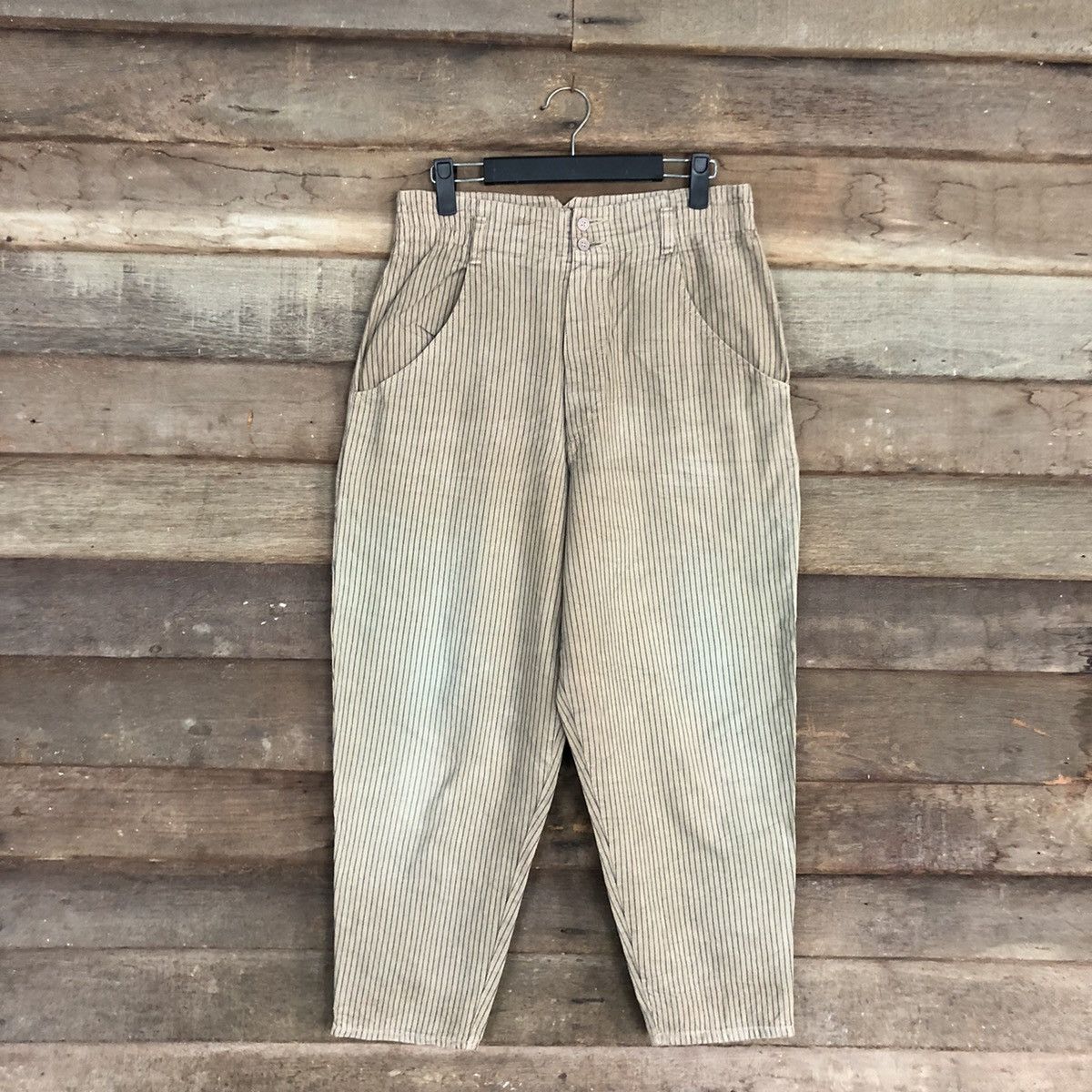 image of Japan Vintage Stripe Faded Brown Cargo Pants C1211, Women's (Size 26)