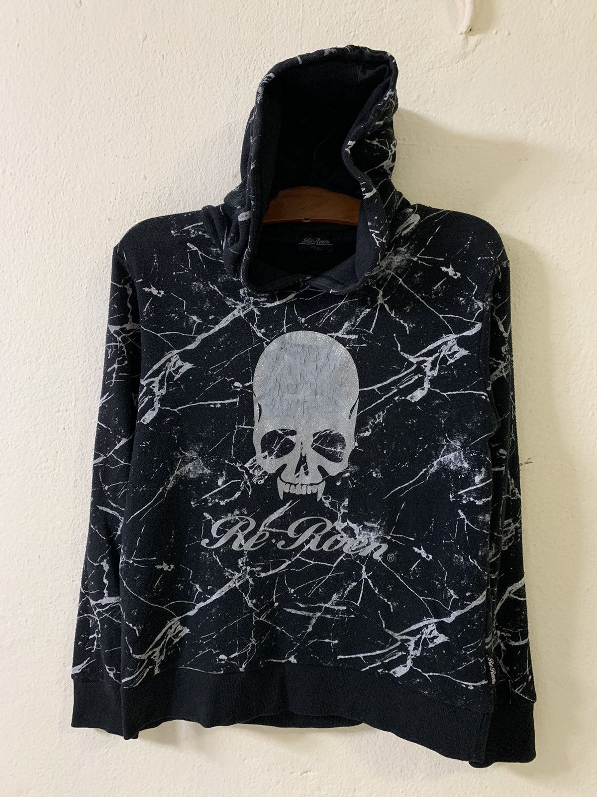 image of Skulls Re Roen Skull Fullprint Hoodie in Black, Men's (Size XS)