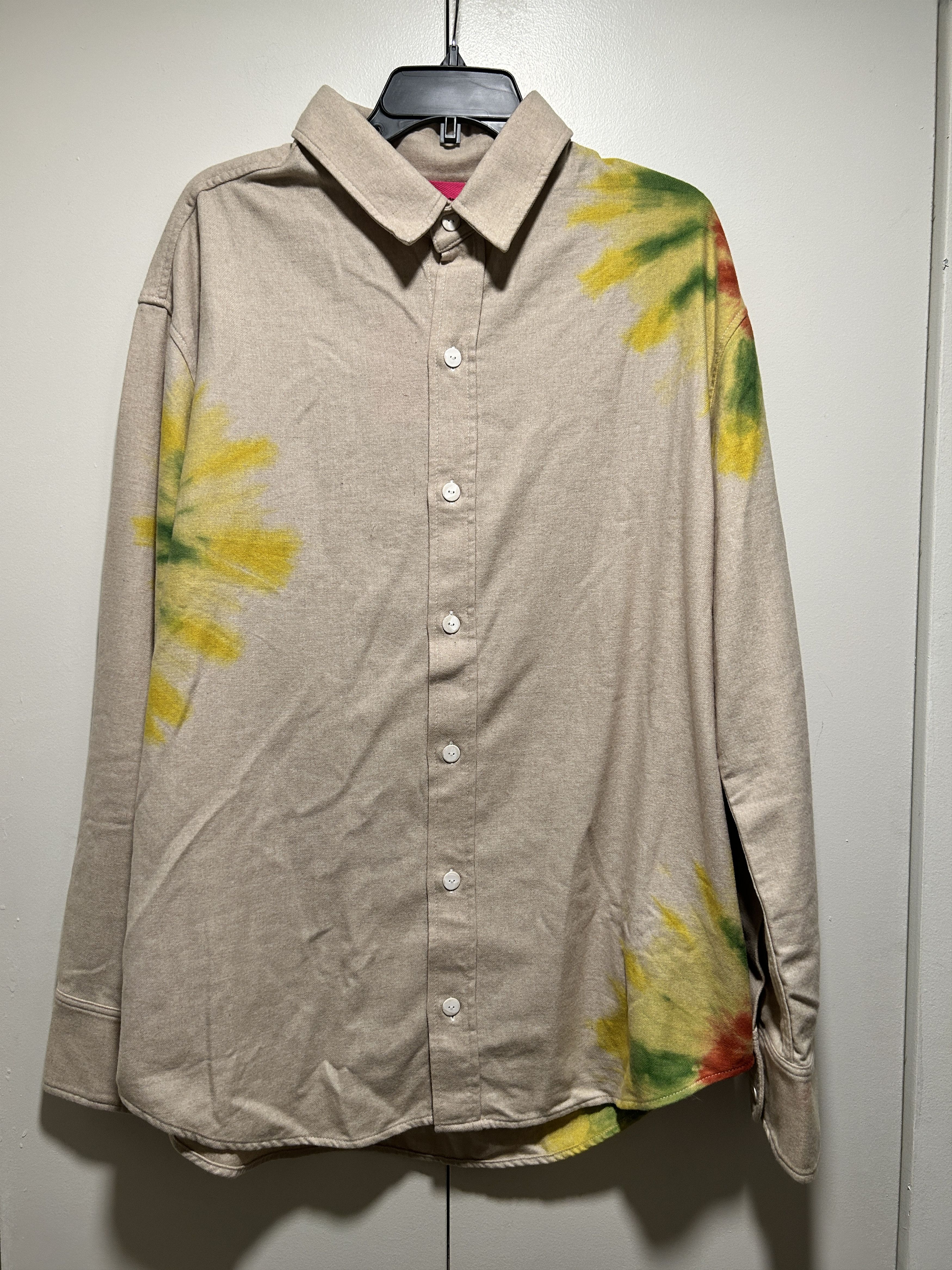 The Elder Statesman Magic Rings Clash Tie-Dyed Flannel OverShirt size LARGE Size US L / EU 52-54 / 3 - 1 Thumbnail