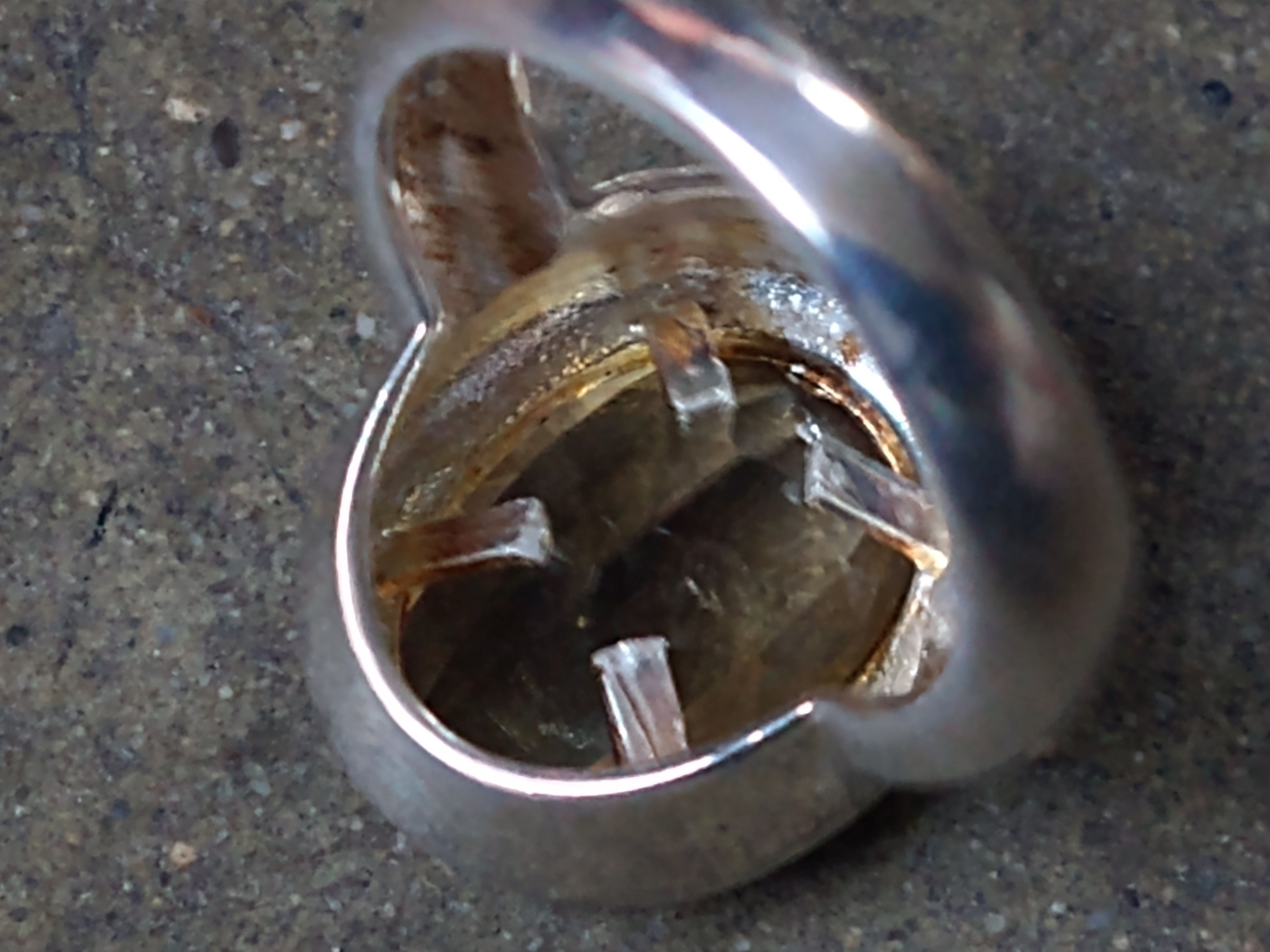 Jewelry × Sterling Silver × Vintage Sterling Silver Ring Size 7 Modern Citrine Oval Faceted 7.1g Size ONE SIZE - 8 Thumbnail