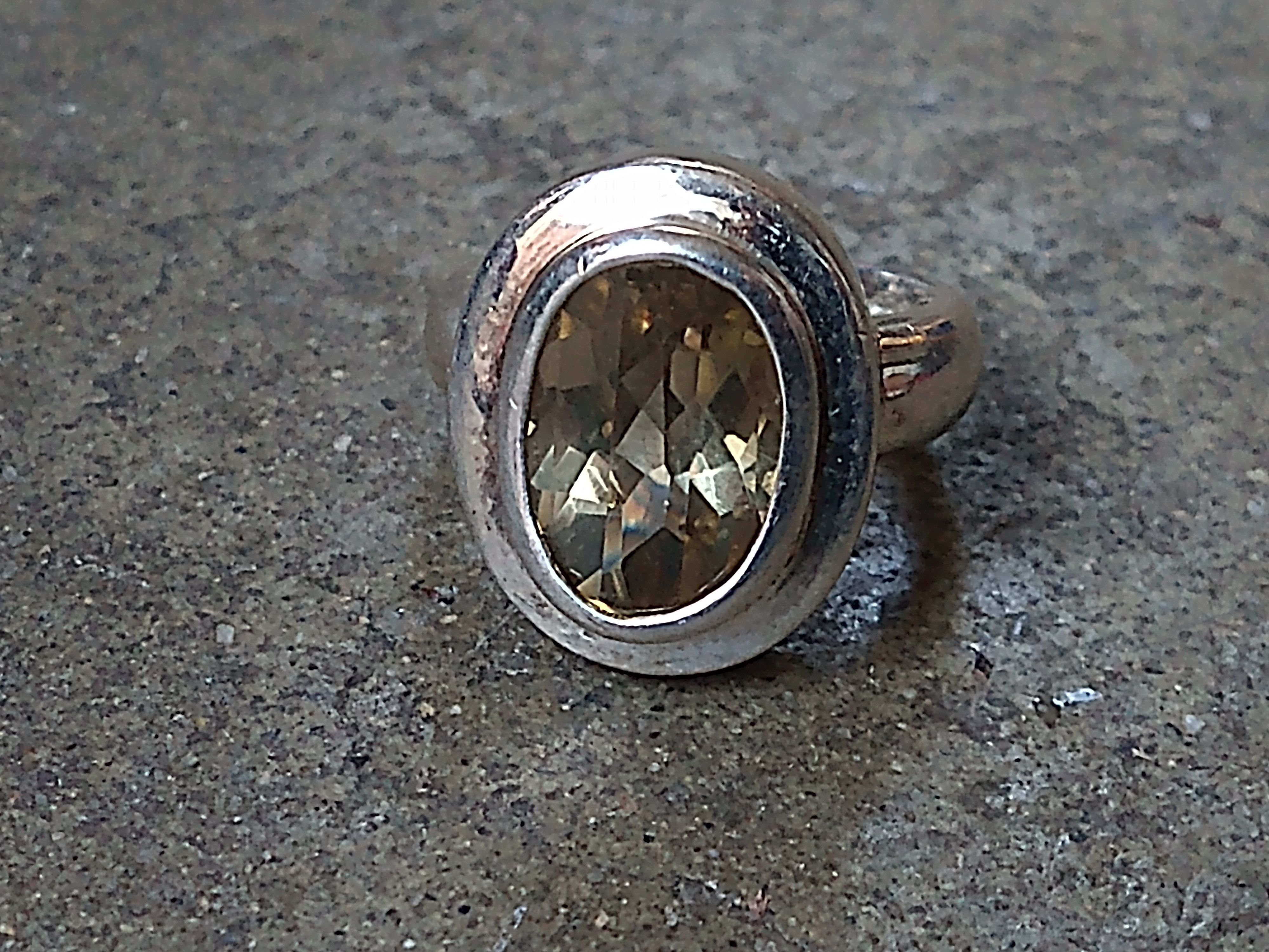 Jewelry × Sterling Silver × Vintage Sterling Silver Ring Size 7 Modern Citrine Oval Faceted 7.1g Size ONE SIZE - 4 Thumbnail