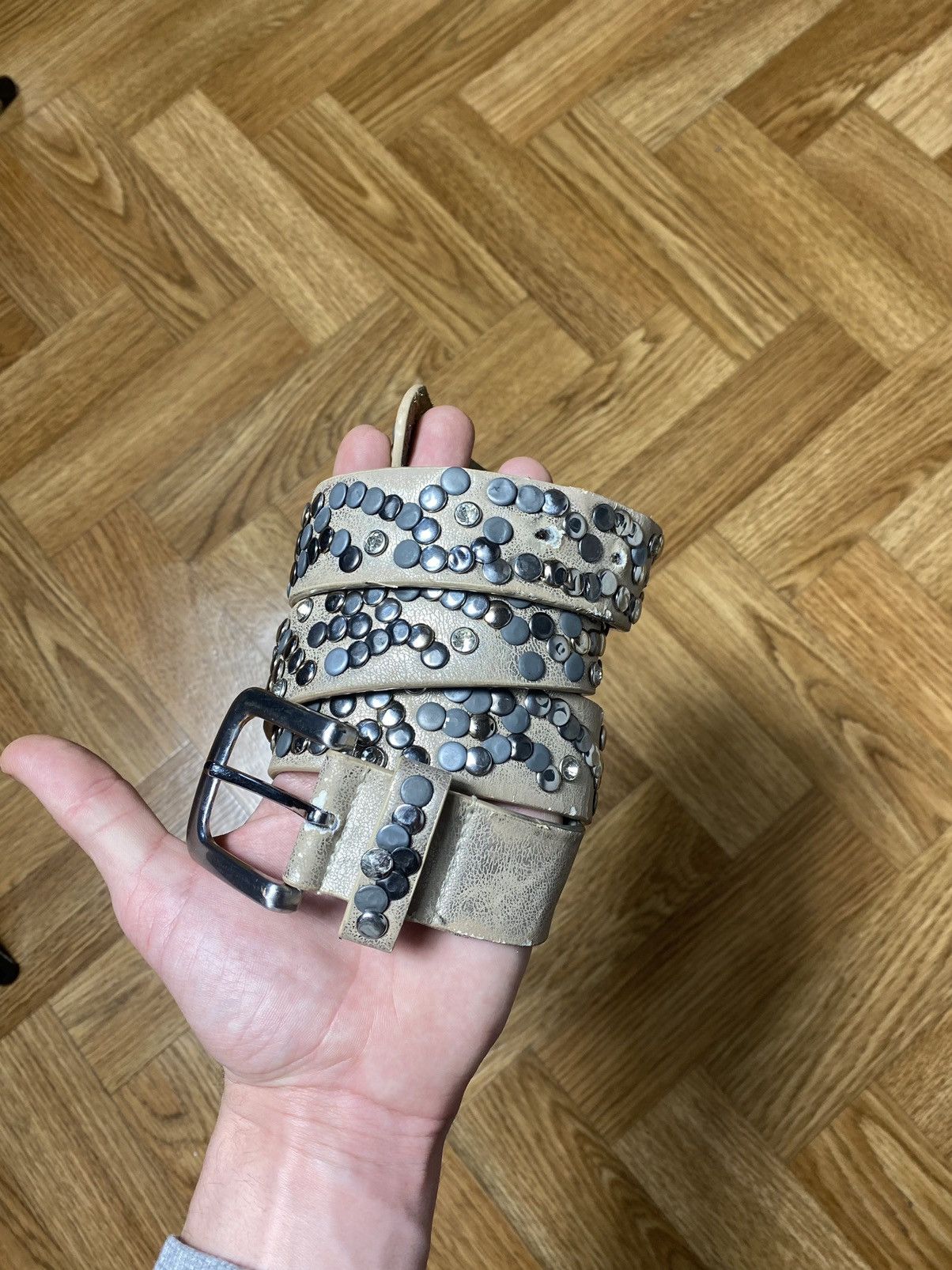 Japanese Brand × Vintage Vintage like BB Simon cream belt chrome y2k drip Size 32 - 1 Thumbnail