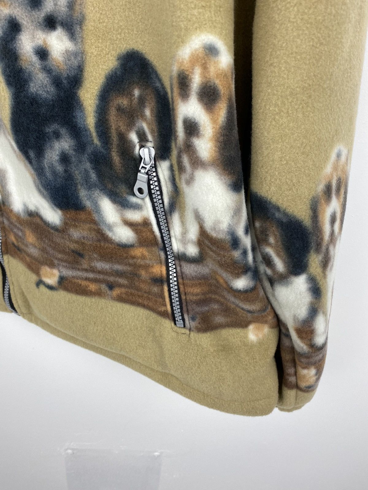 Vintage Dogs Print Fleece Jacket Wolf Animal like Supreme Y2K Size US XL / EU 56 / 4 - 4 Thumbnail