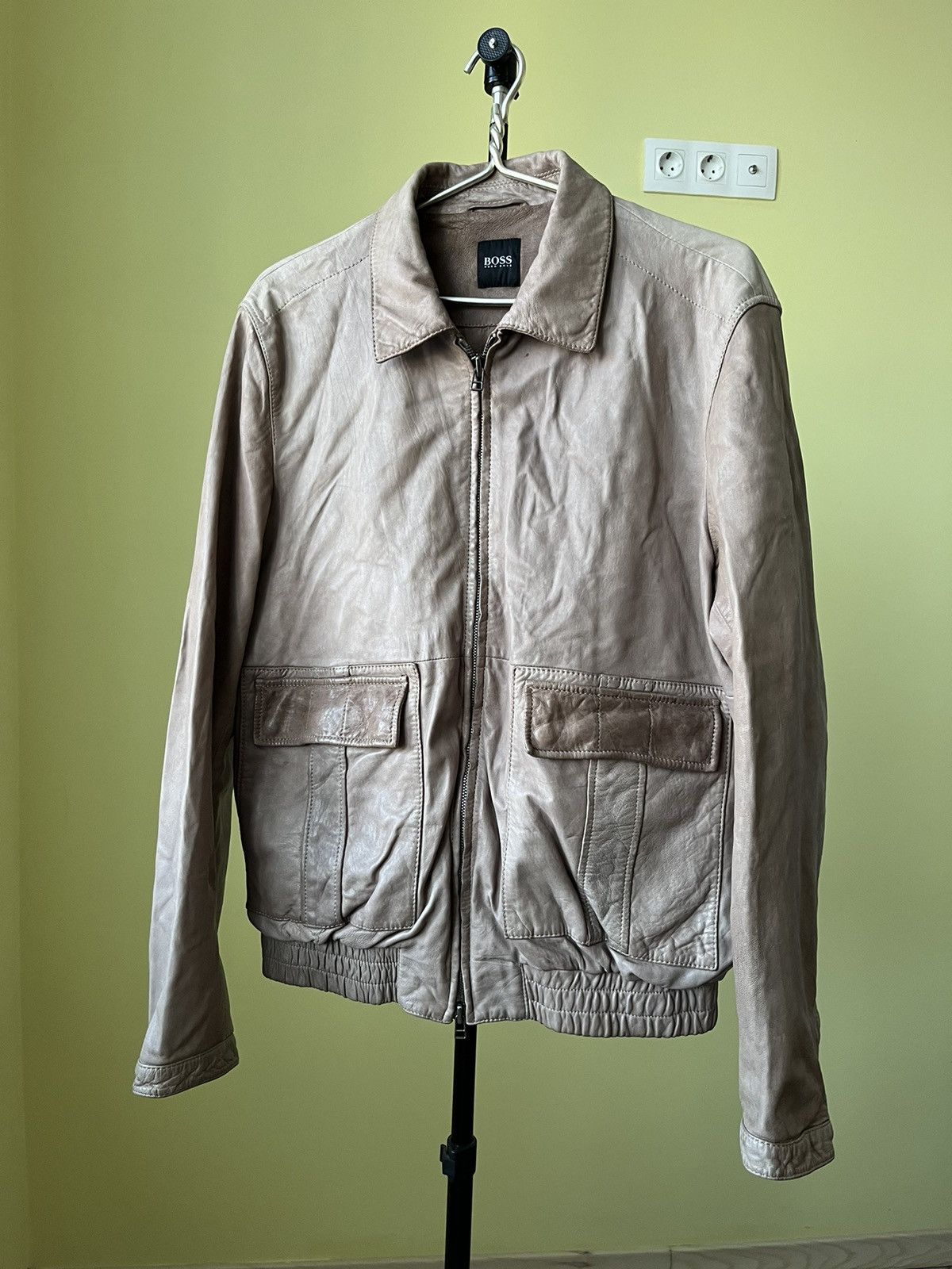 HUGO BOSS VINTAGE 100% Lamb Leather jacket men 52 R