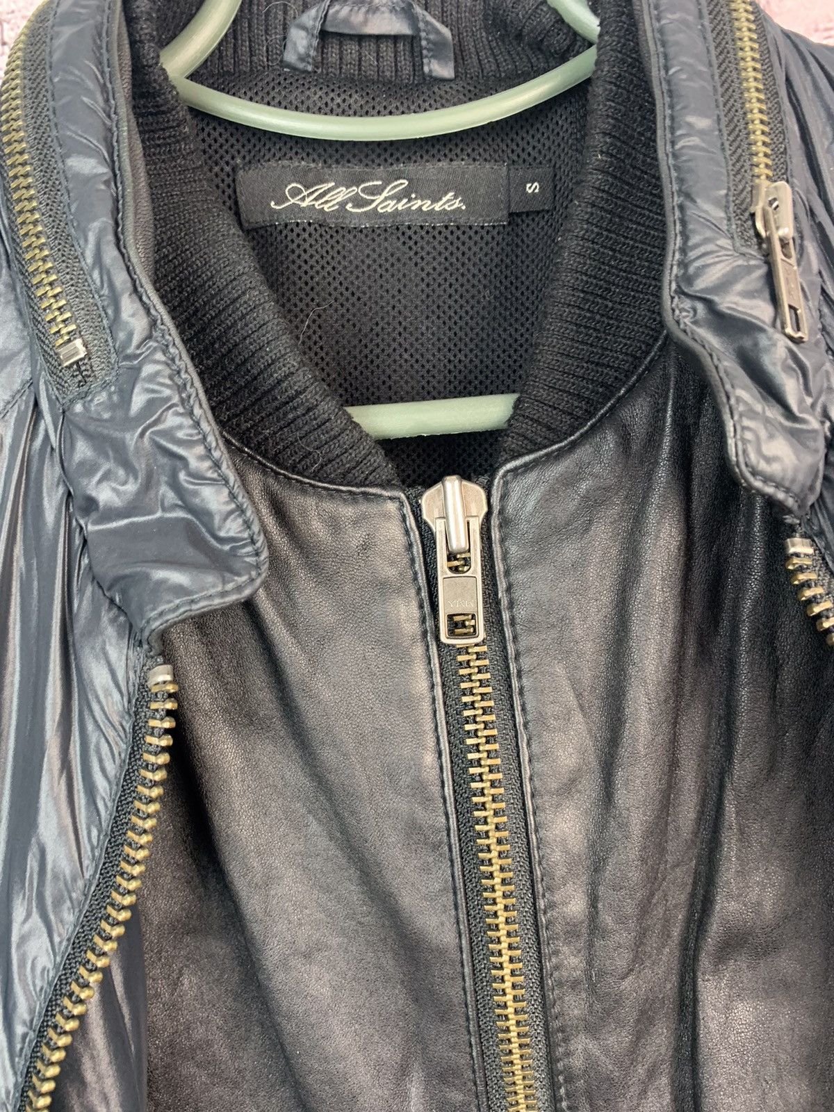 Allsaints AllSaints Nylon Leather Mens Jacket Size US S / EU 44-46 / 1 - 7 Thumbnail