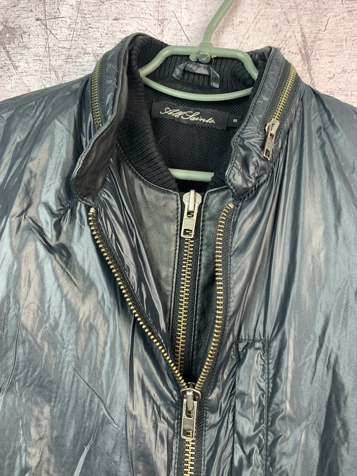 Allsaints AllSaints Nylon Leather Mens Jacket Size US S / EU 44-46 / 1 - 4 Thumbnail