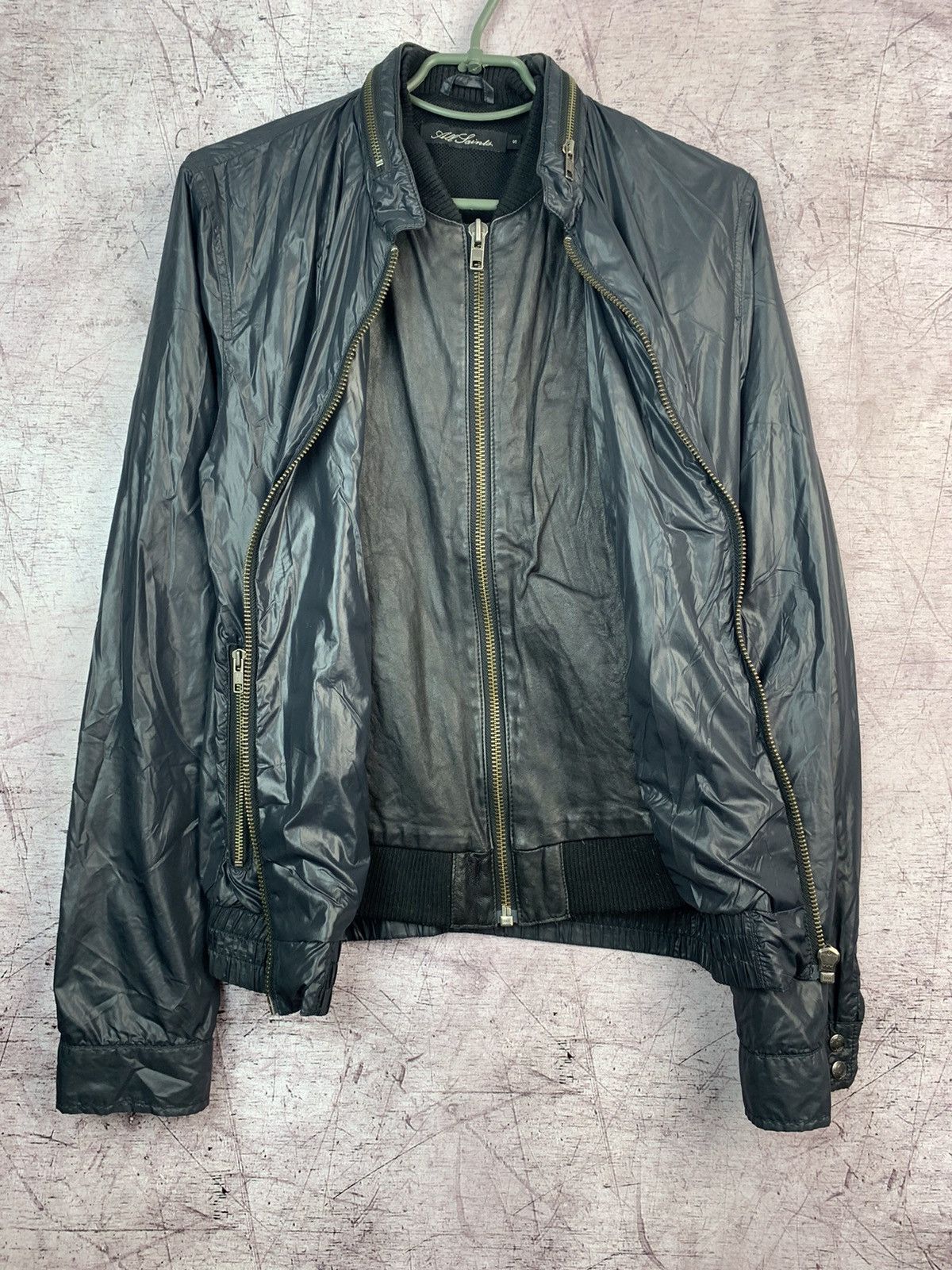 Allsaints AllSaints Nylon Leather Mens Jacket Size US S / EU 44-46 / 1 - 3 Thumbnail