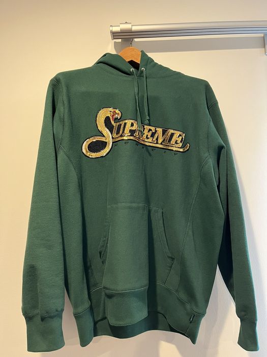 Supreme Supreme Sequin Viper Hooded Sweatshirt Dark Green | Grailed